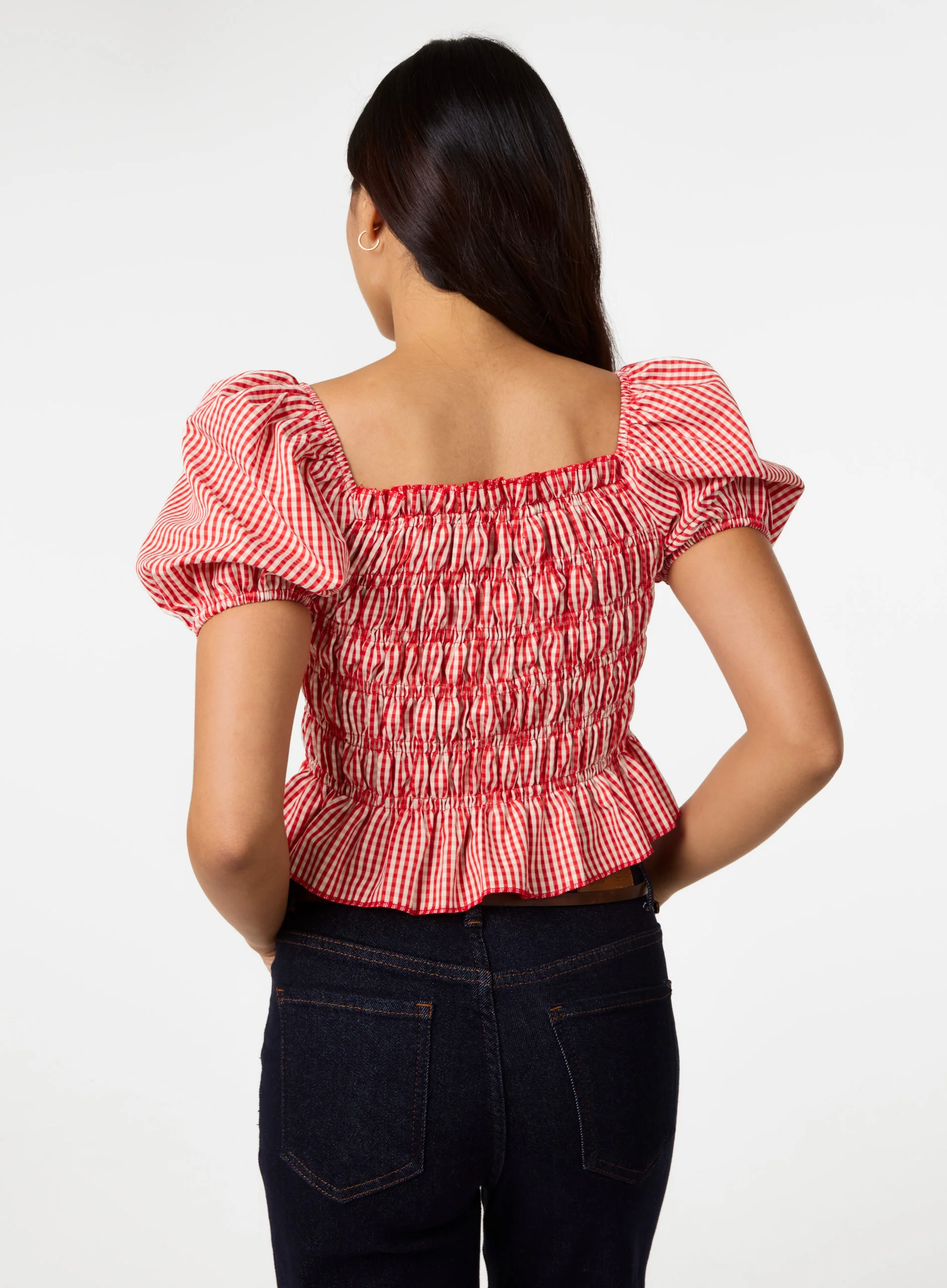 Gingham Check Ruched Top - Image 4