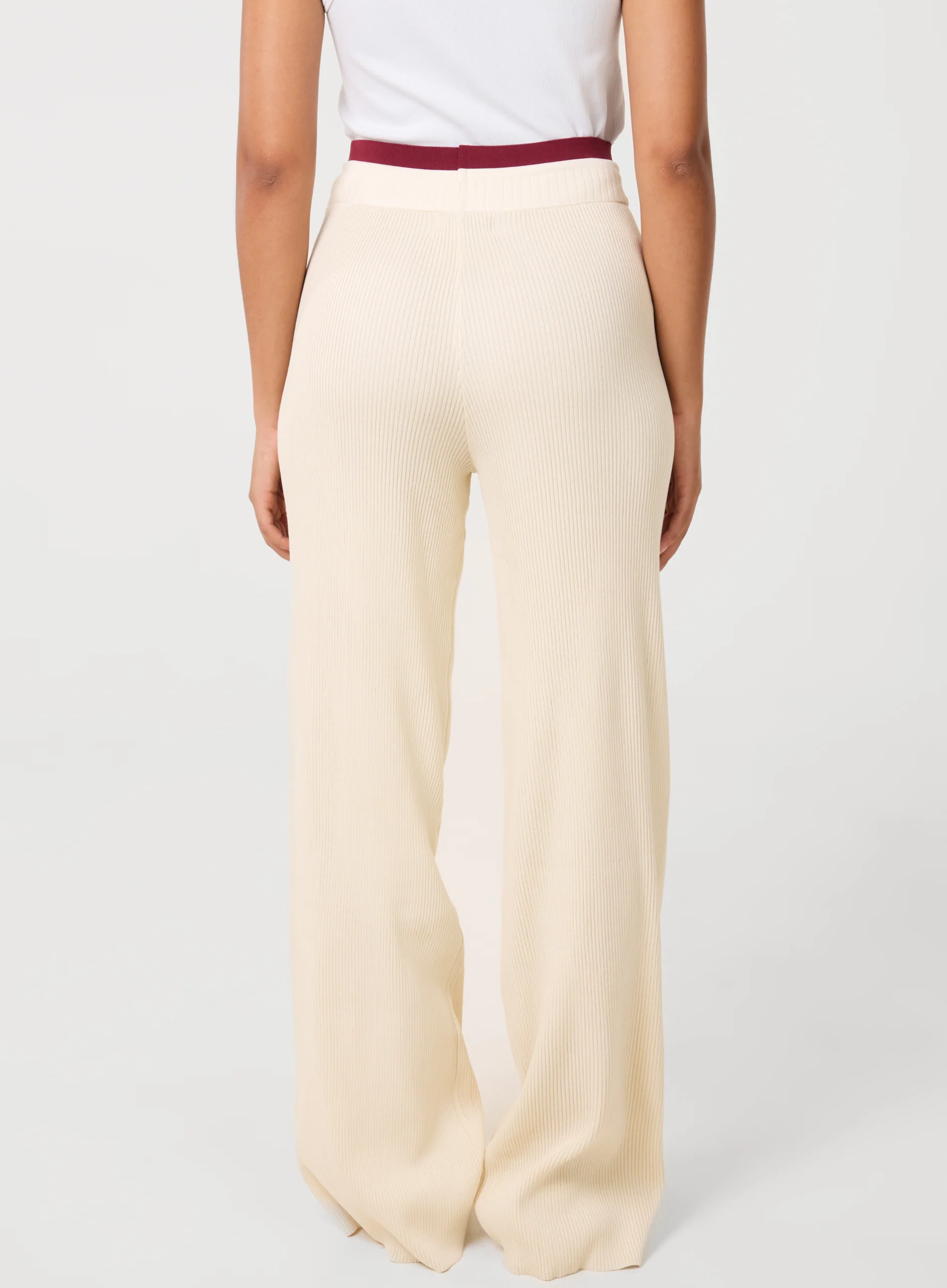 Ribbed Contrast Waist Wide Leg Joggers - Image 4