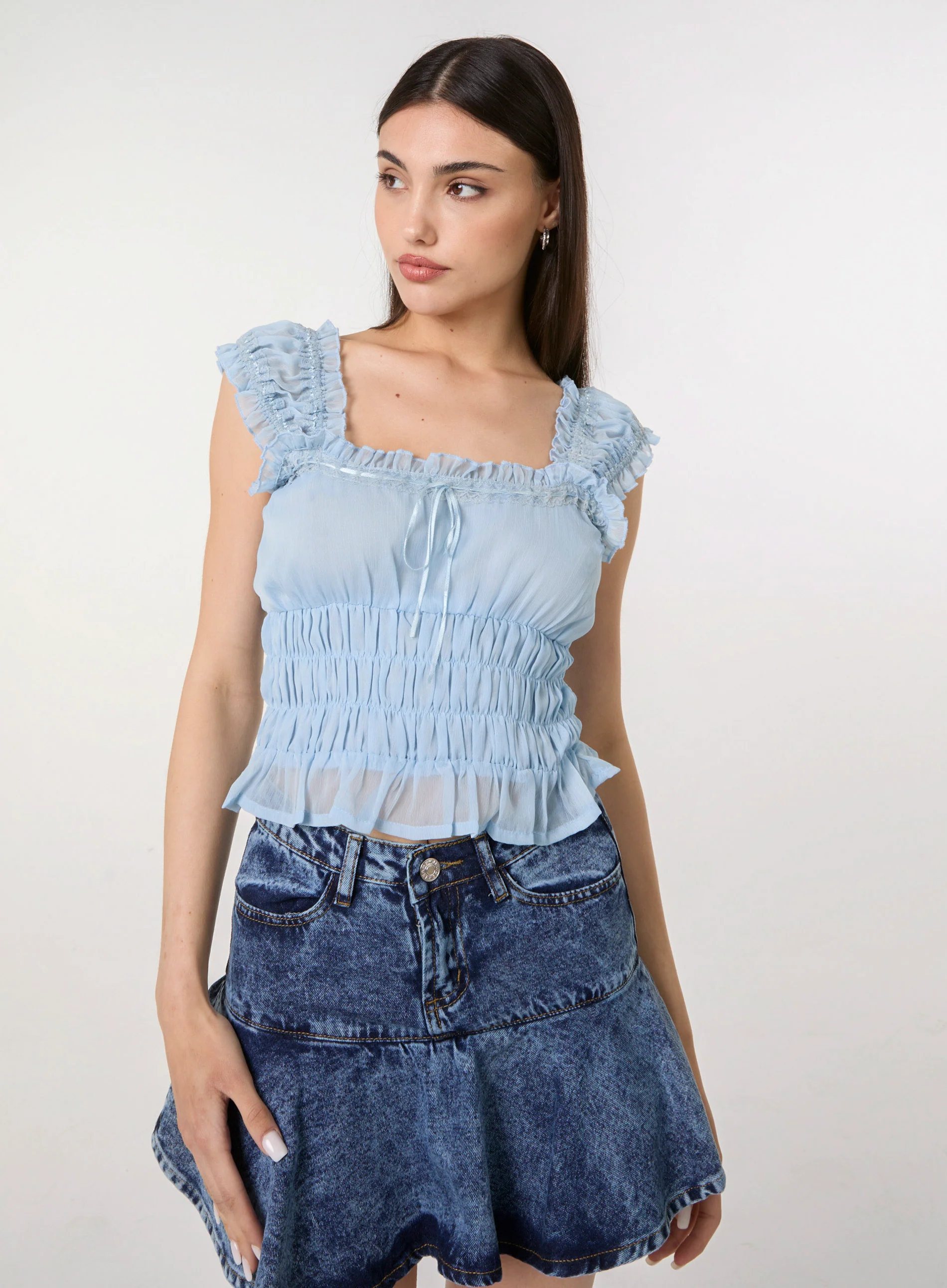 Ribbon Trim Milkmaid Top - Image 4