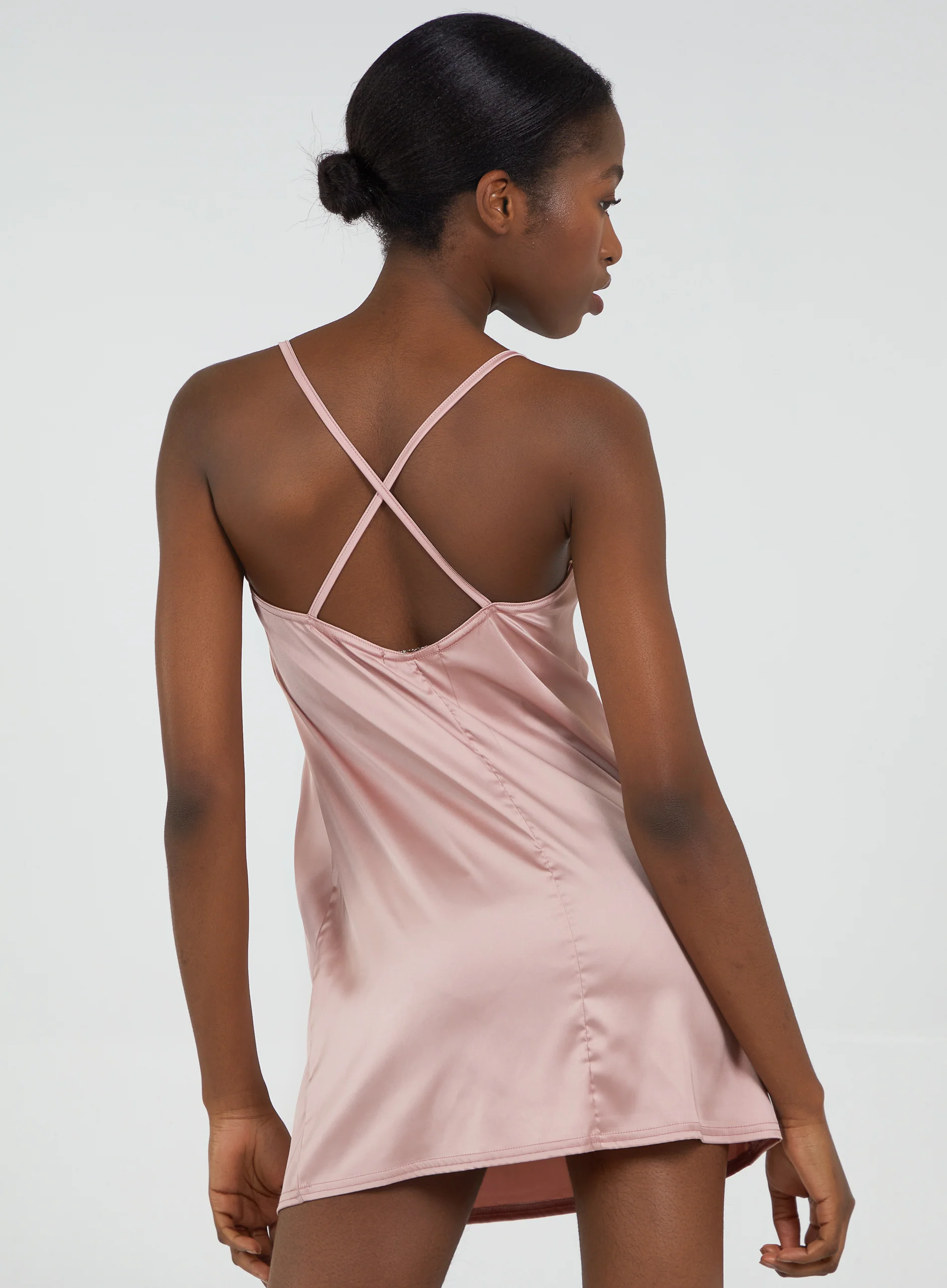 Satin Cowl Neck Mini Dress - Image 2