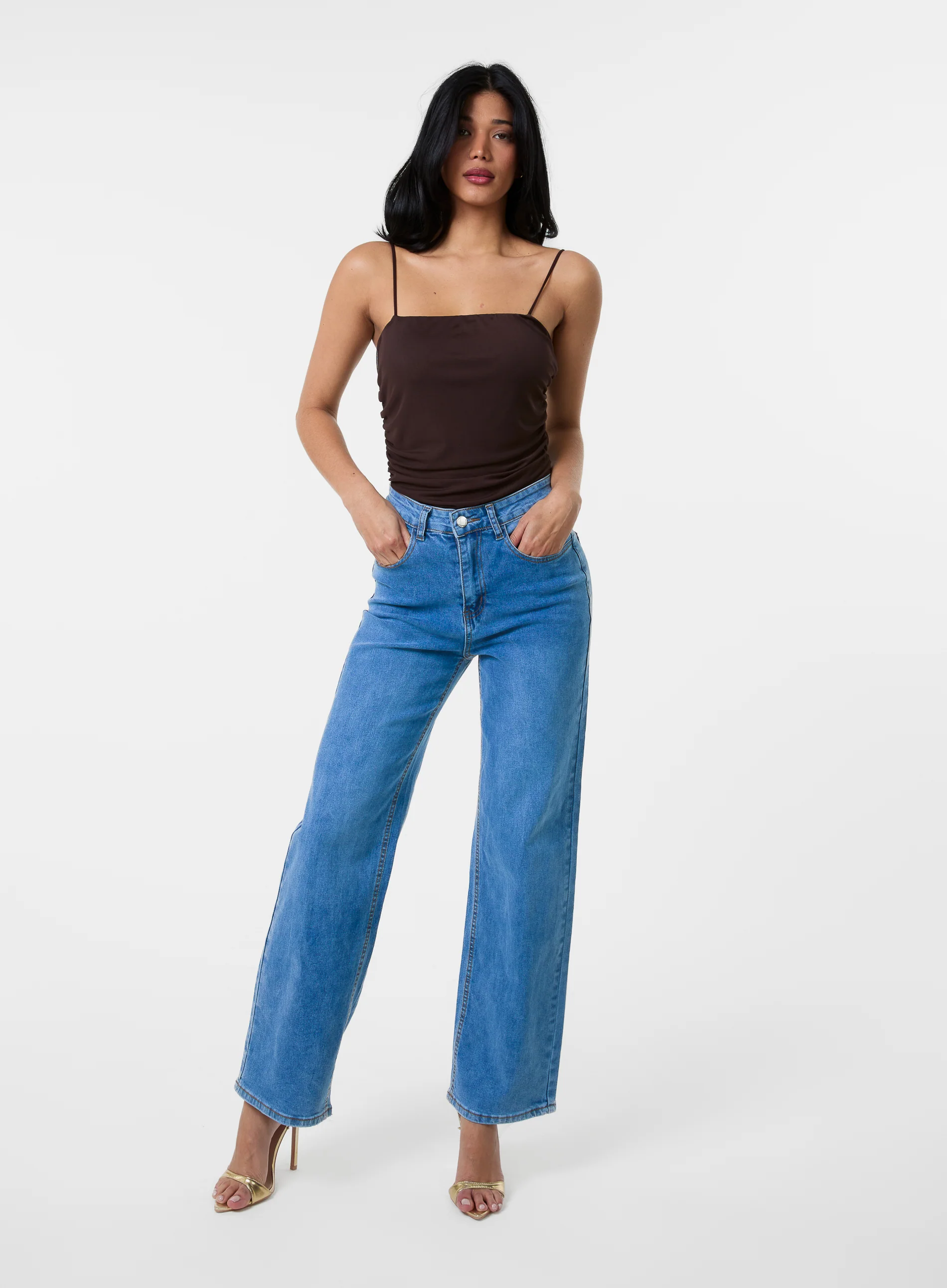 Ruched Mesh Strappy Bodysuit - Image 2