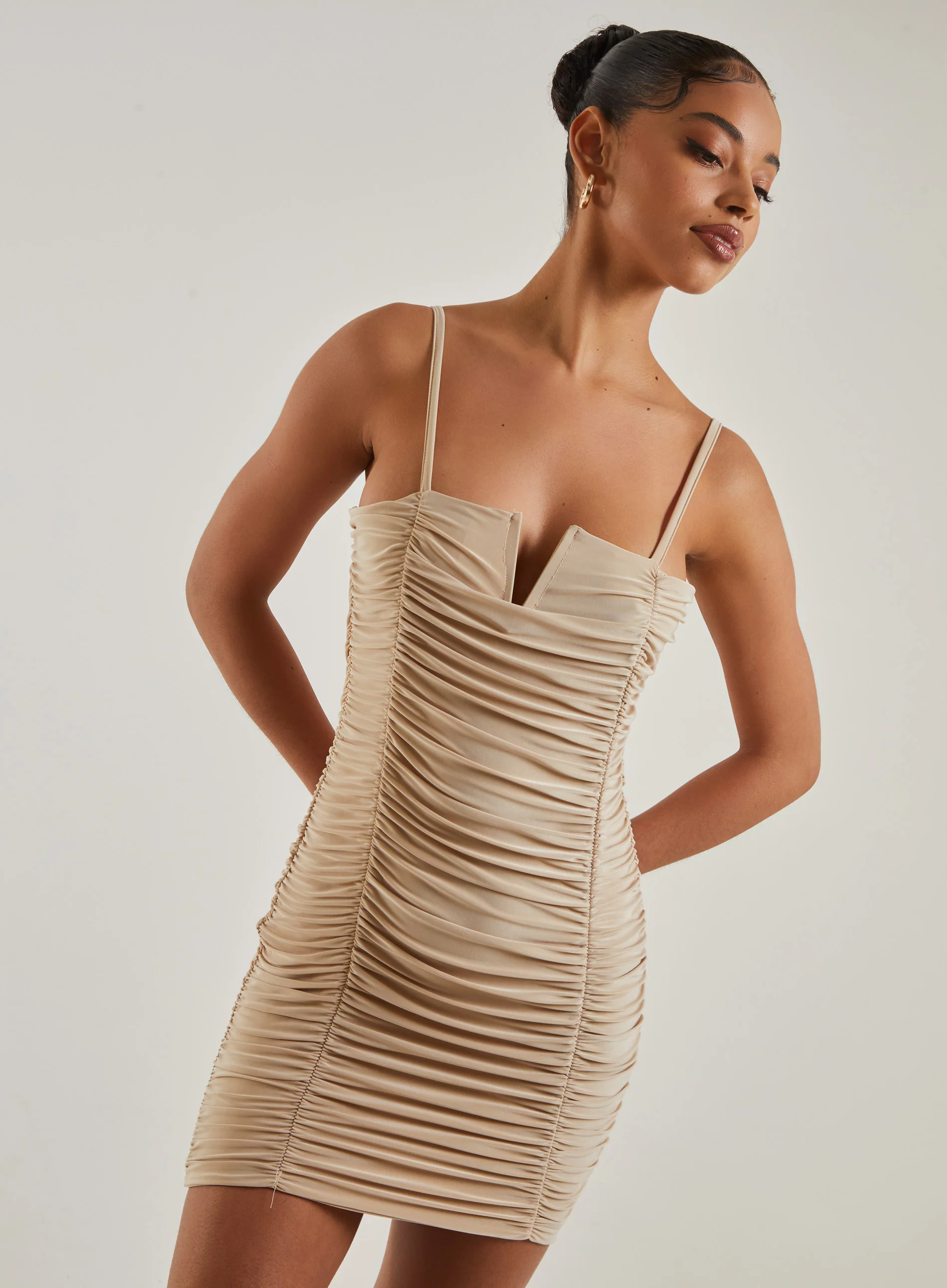 Ruched Strappy Mini Dress - Image 3
