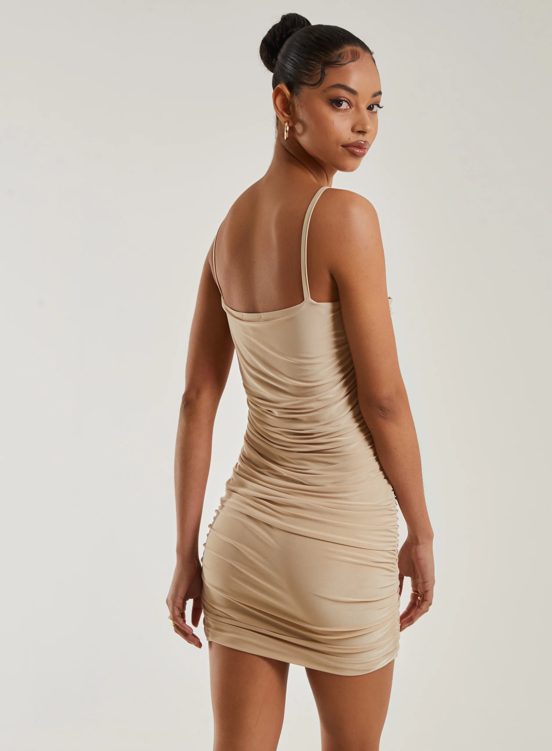 Ruched Strappy Mini Dress - Image 4