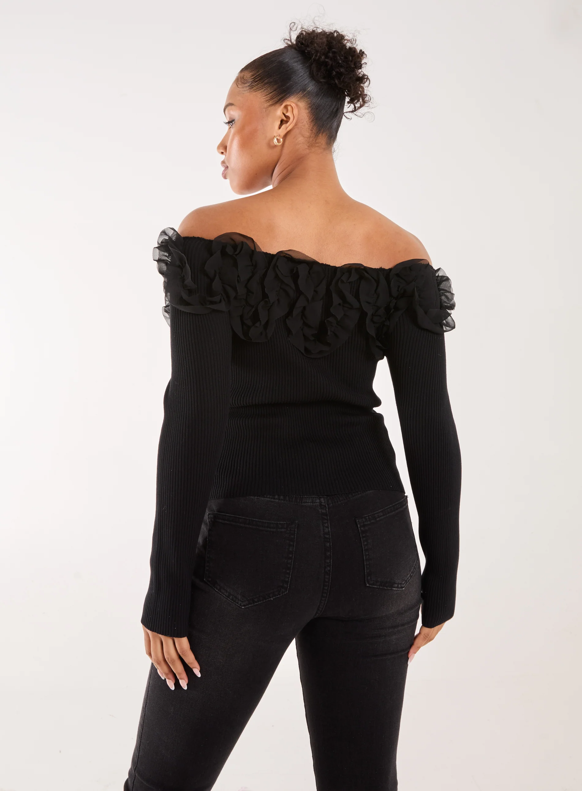 Ruffle Bardot Knit Top - Image 4