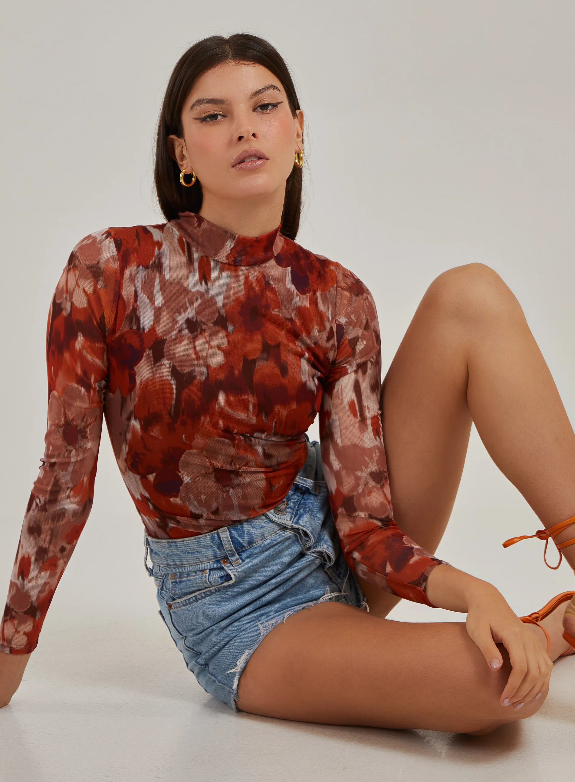 Graphic Floral High Neck Bodysuit - Image 4