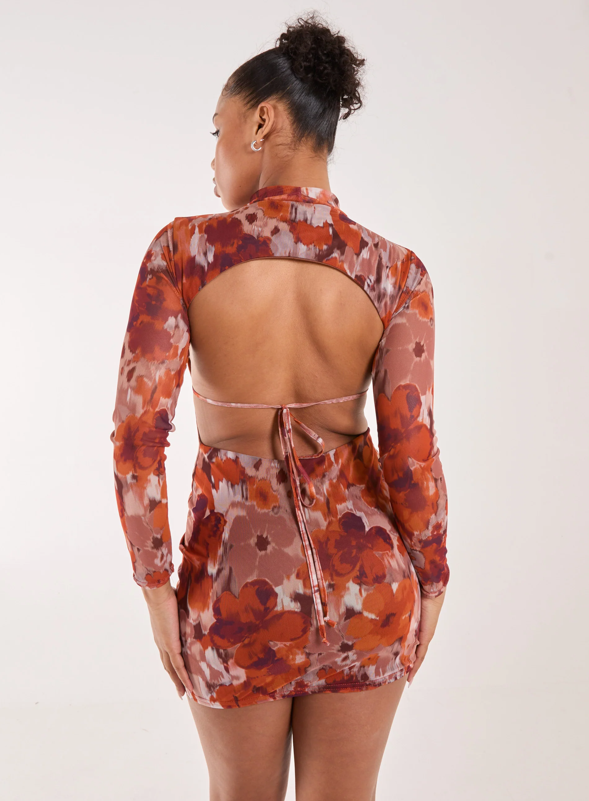 Graphic Floral High Neck Dress - Image 2