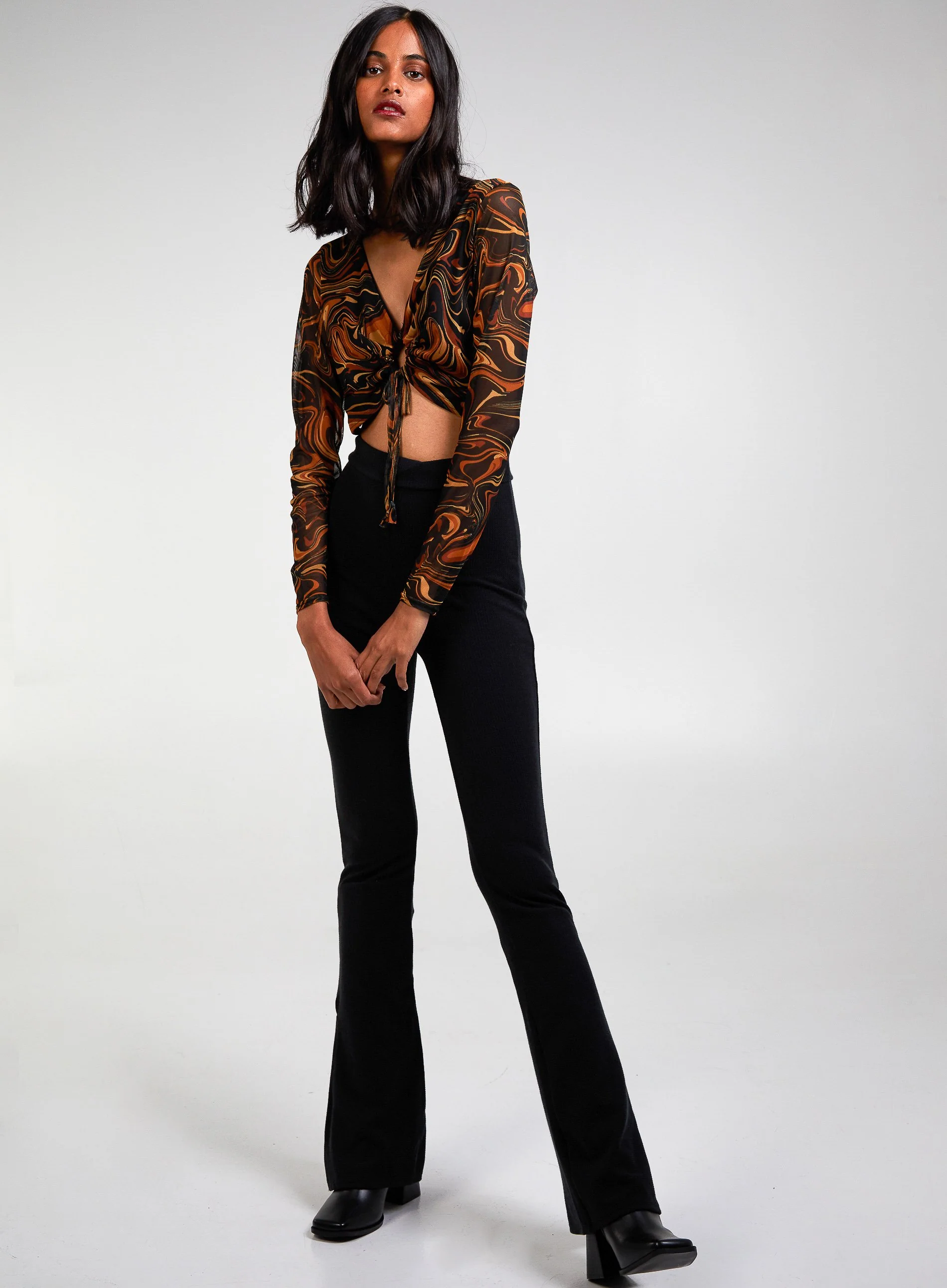 Long Sleeve Marble Print Top - Image 2