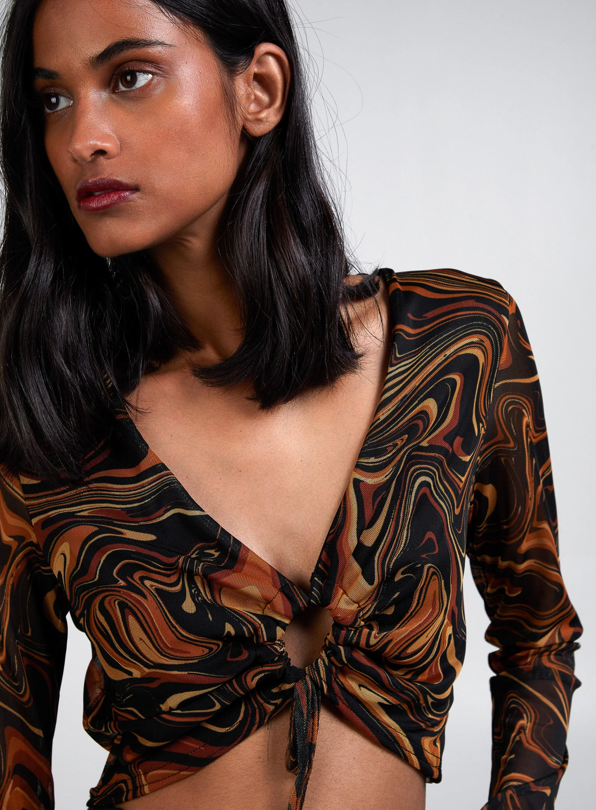 Long Sleeve Marble Print Top - Image 3