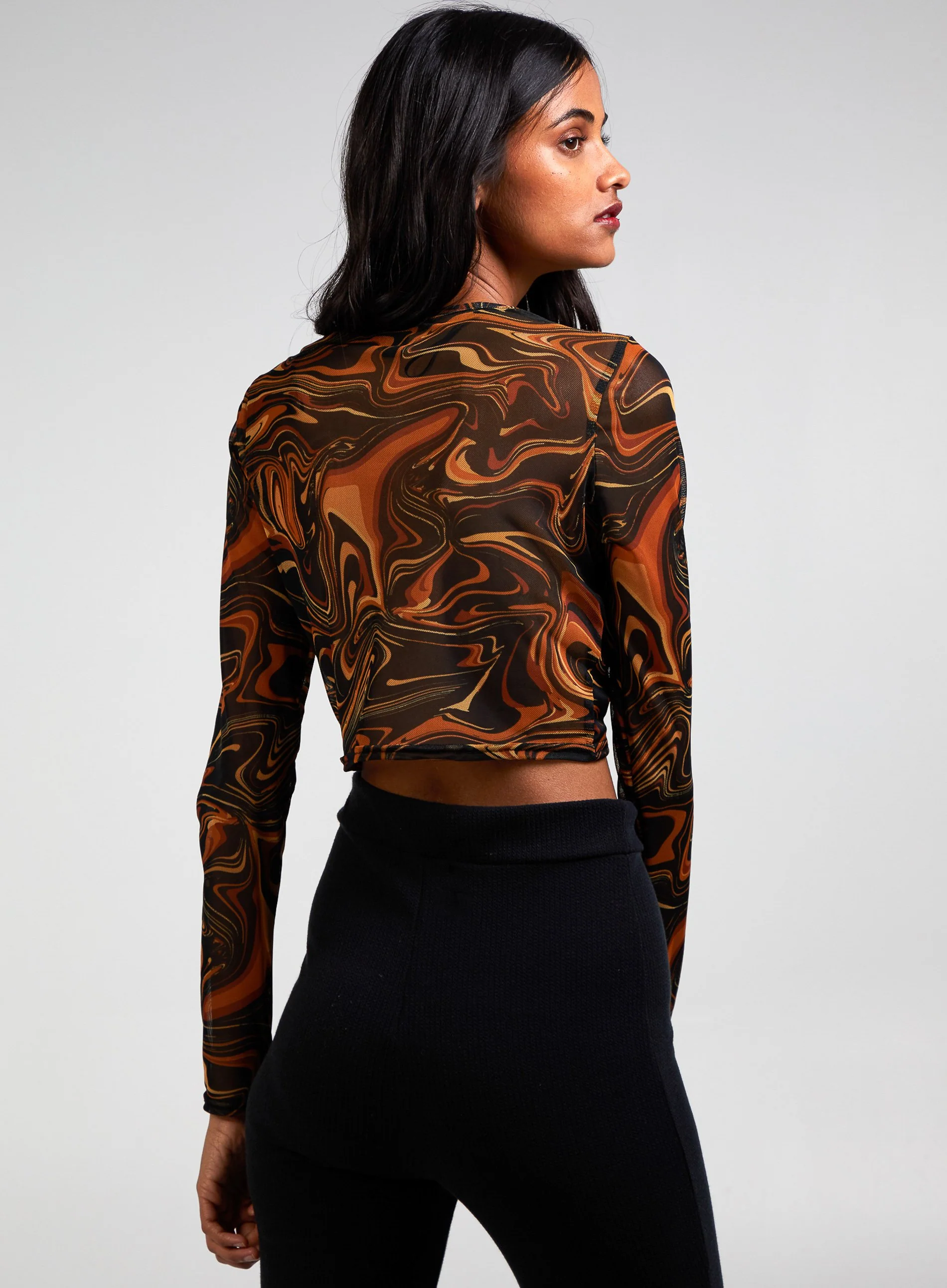 Long Sleeve Marble Print Top - Image 4