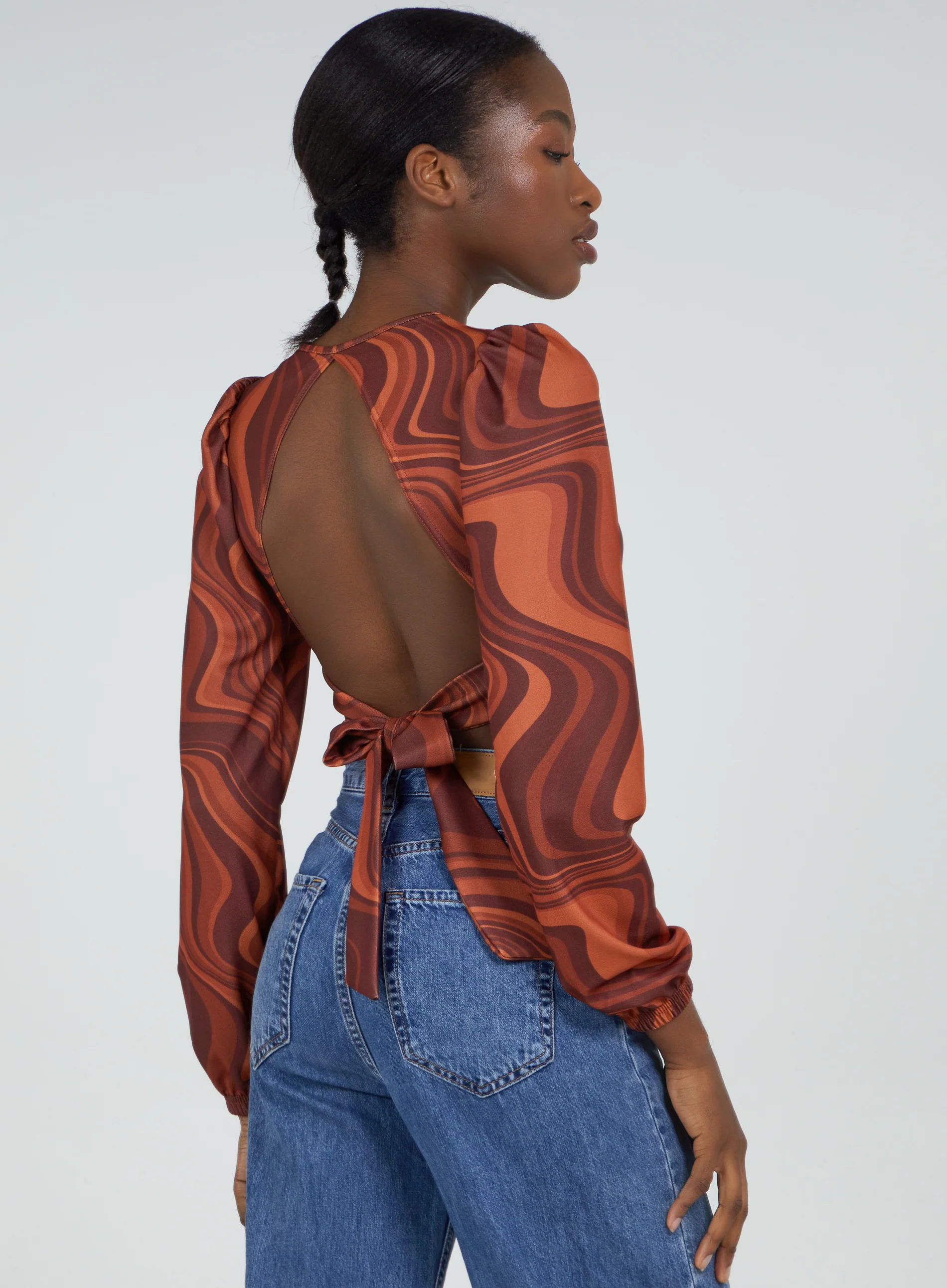 Open Back Marble Print Top - Image 3
