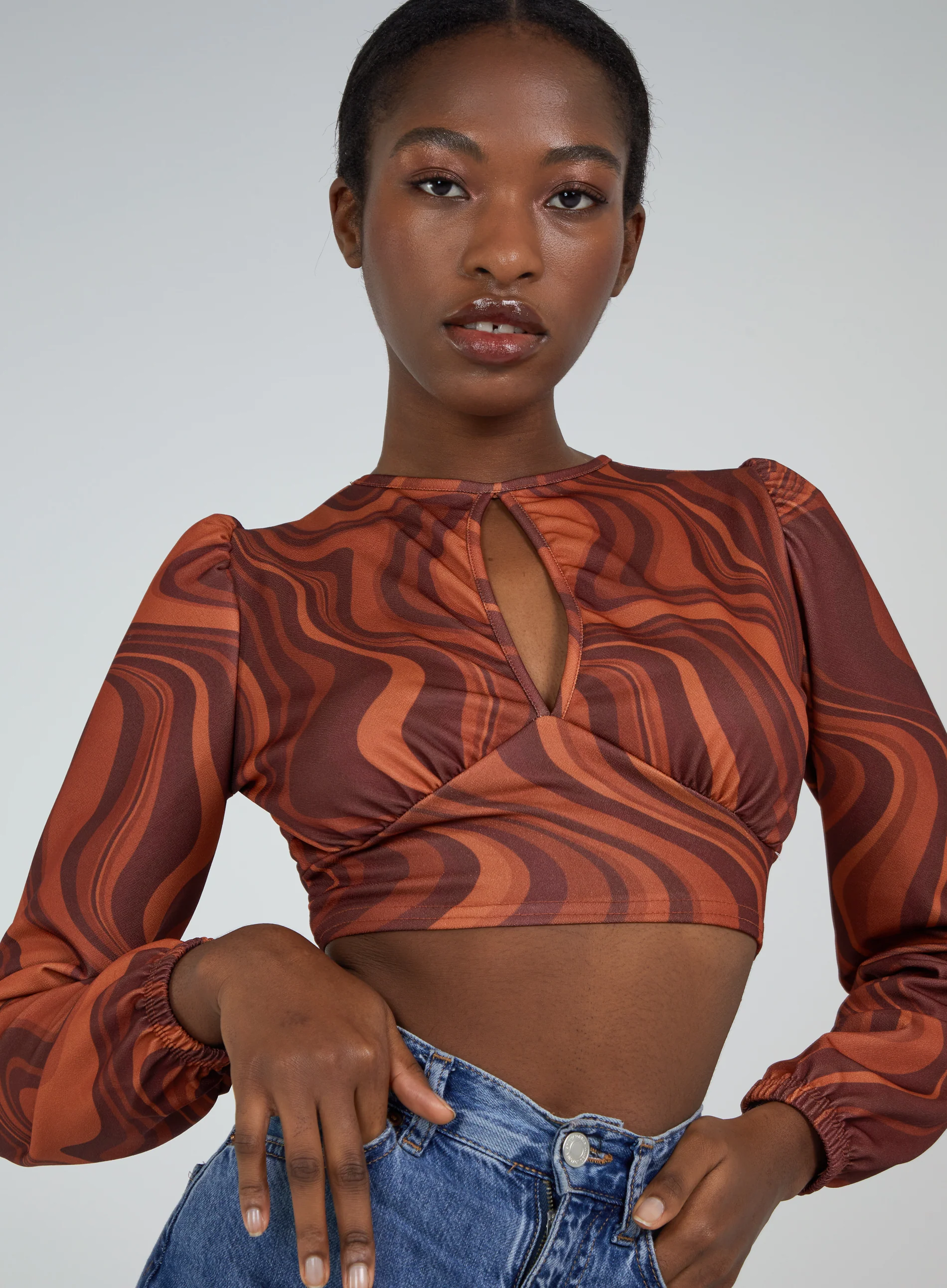 Open Back Marble Print Top - Image 5