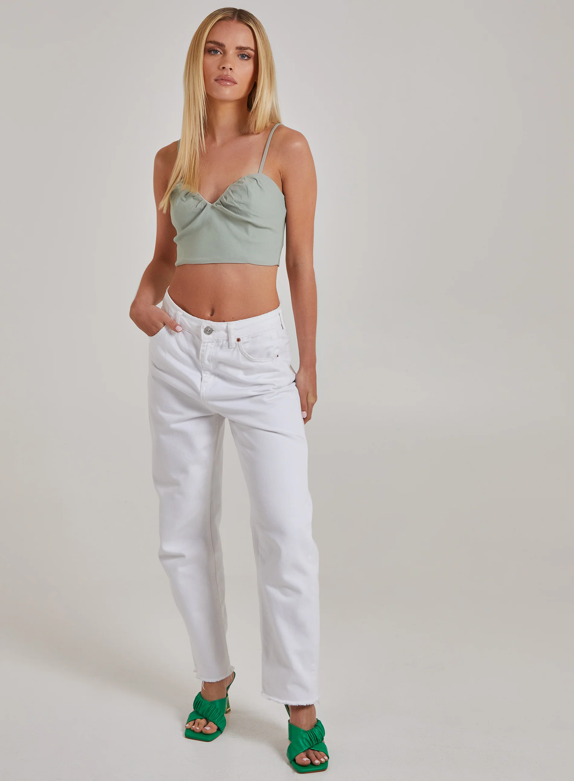 Notch Front Bengaline Crop Top - Image 2
