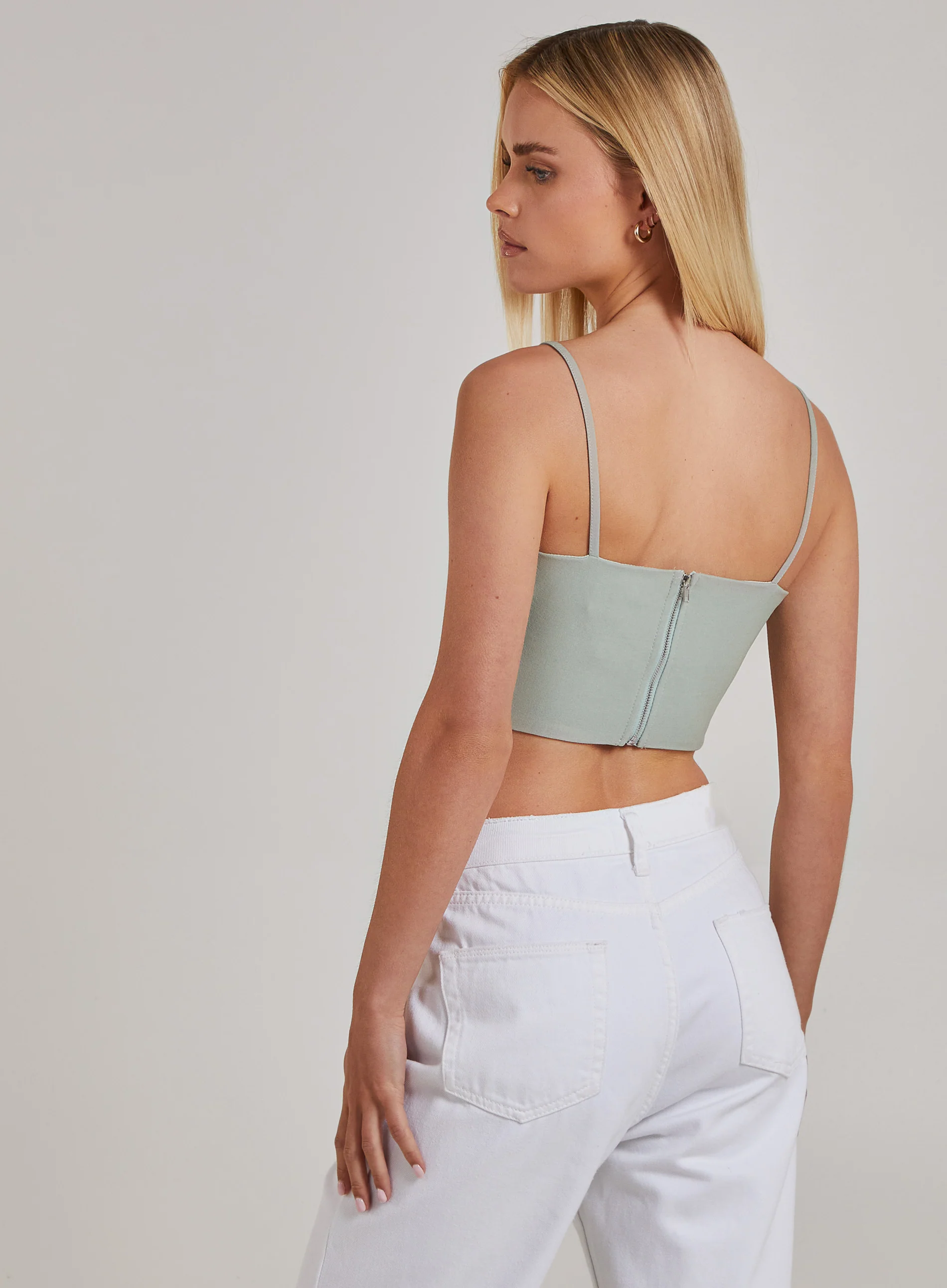 Notch Front Bengaline Crop Top - Image 5