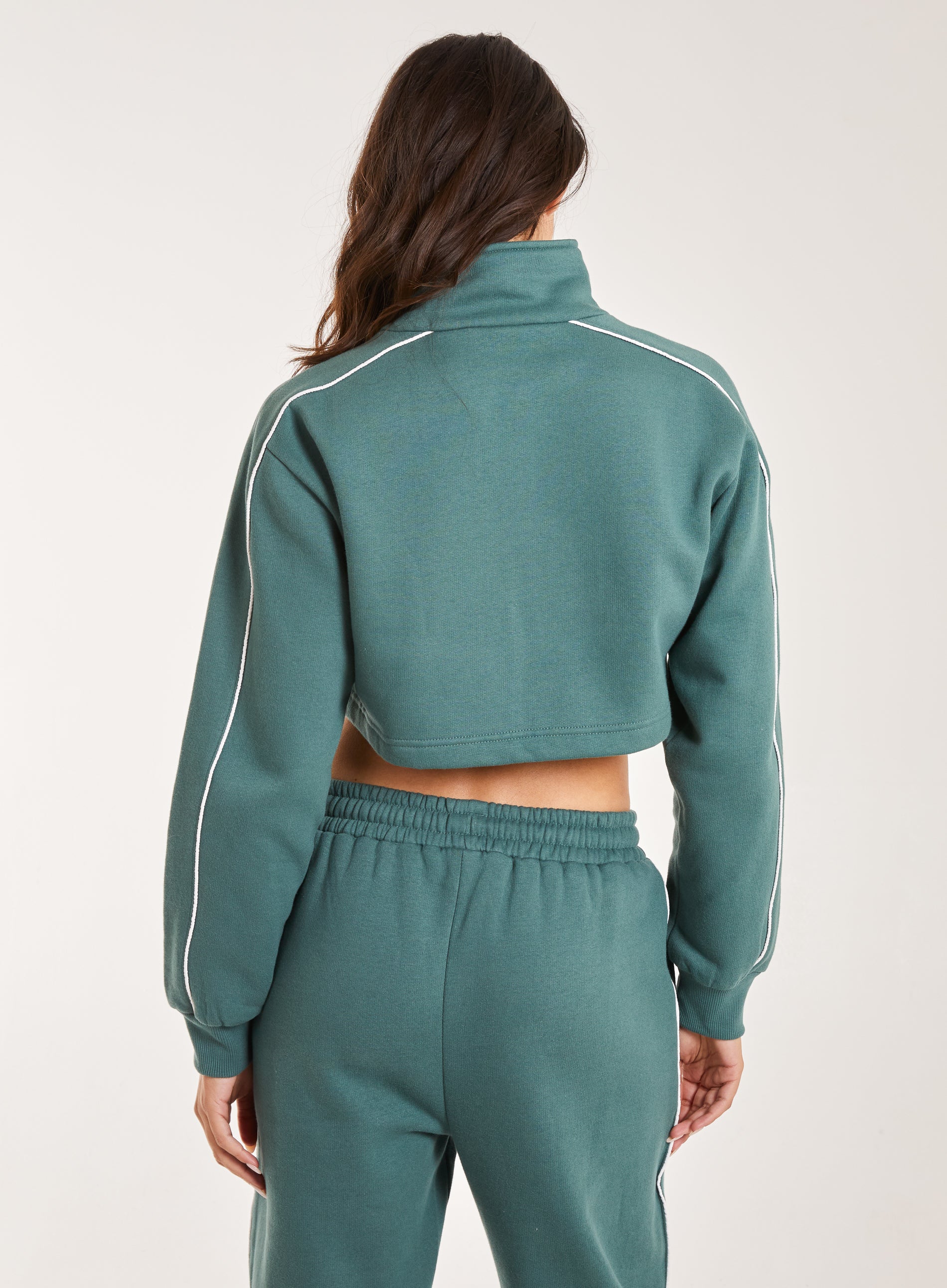 Piping Cropped Zip Up Sweat - Image 6