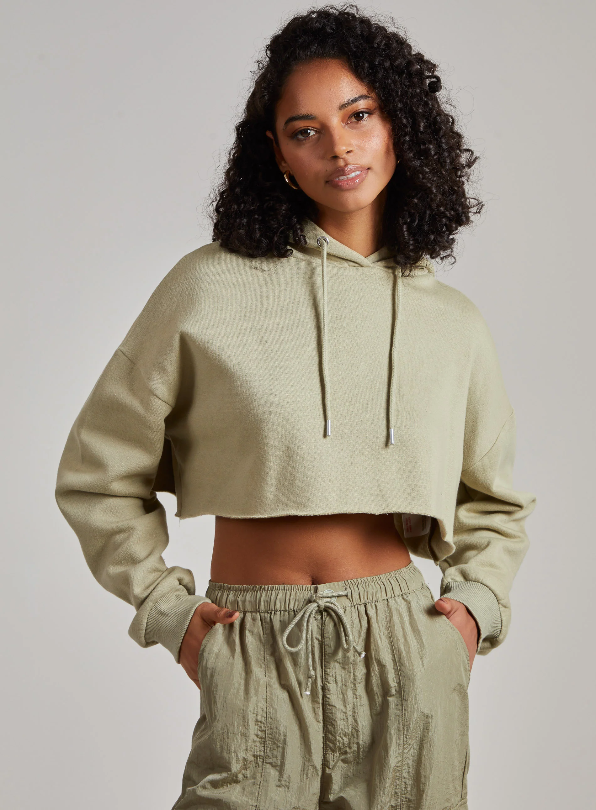Raw Hem Cropped Hoodie - Image 2
