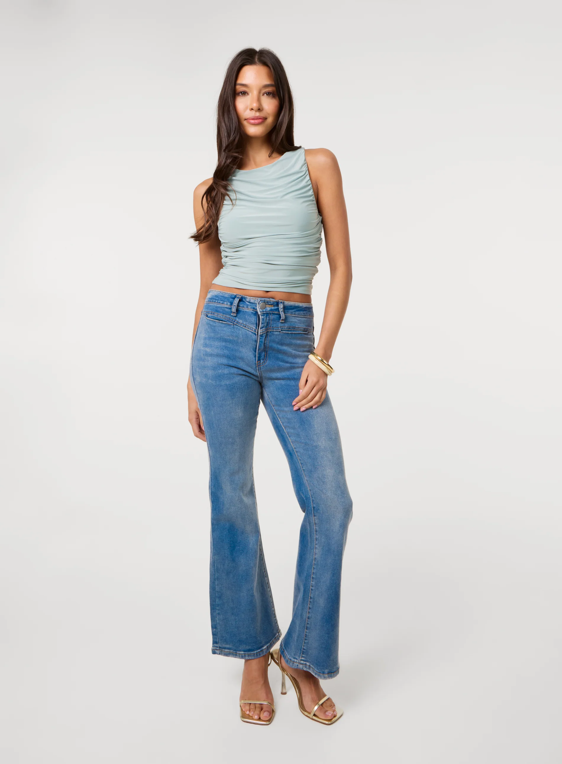 Slinky Ruched Side Racer Crop Top - Image 2