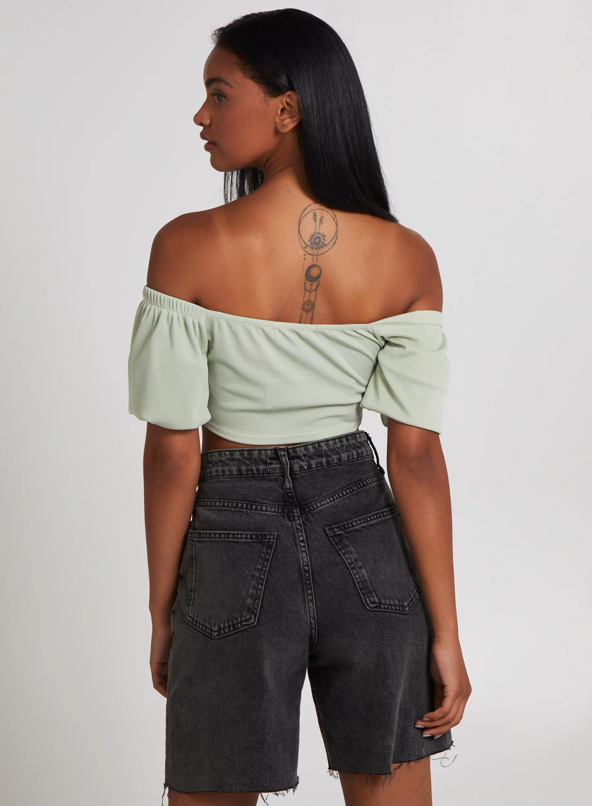 Waffle Rib Ruched Crop Top - Image 5