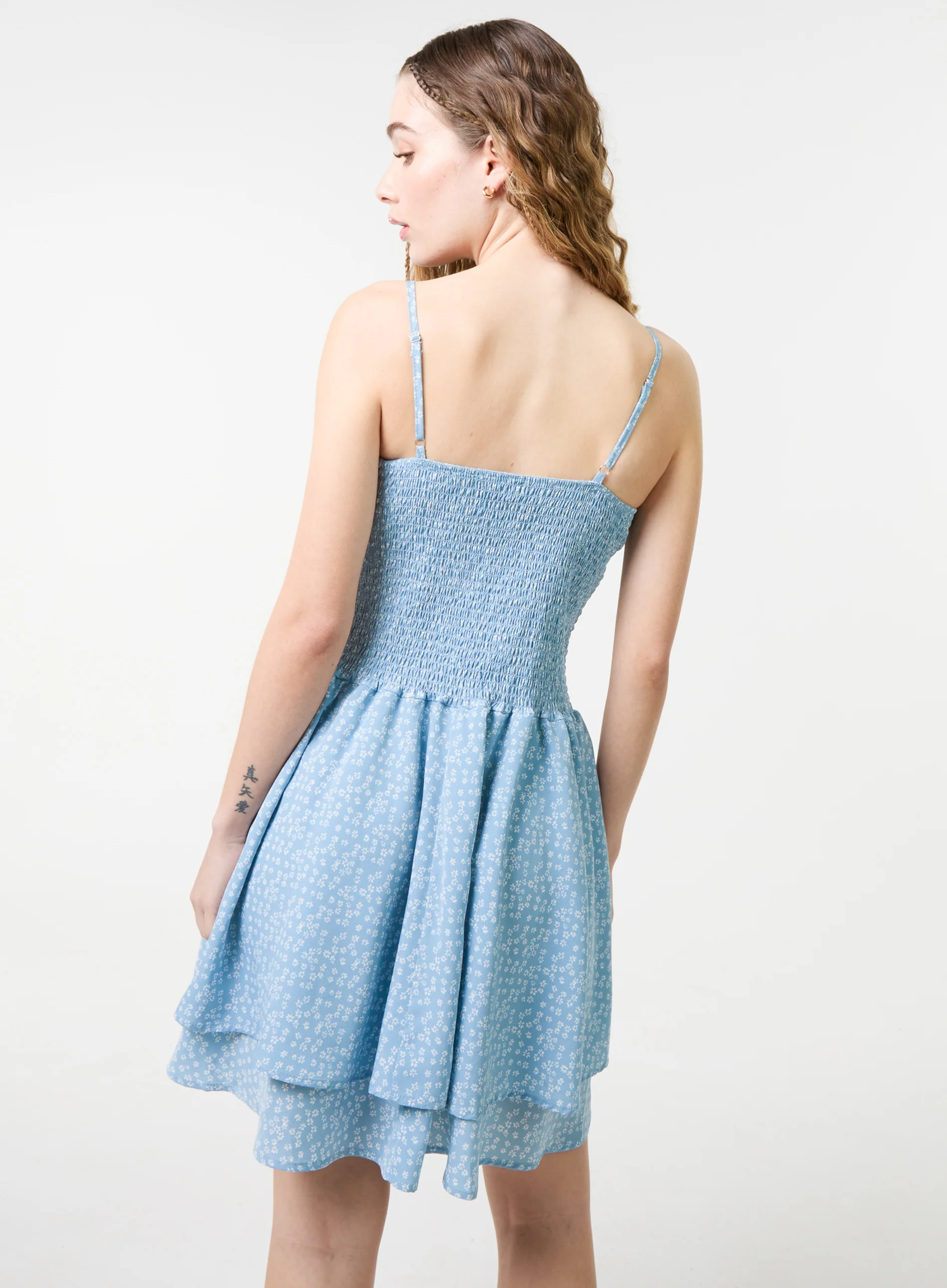 Shirred Ruffle Mini Dress - Image 4