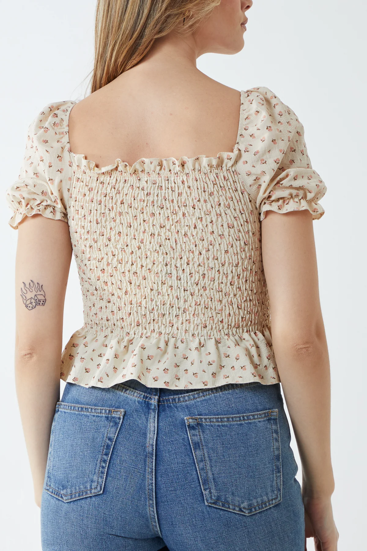 Short Sleeve Floral Ruched Top - Image 2