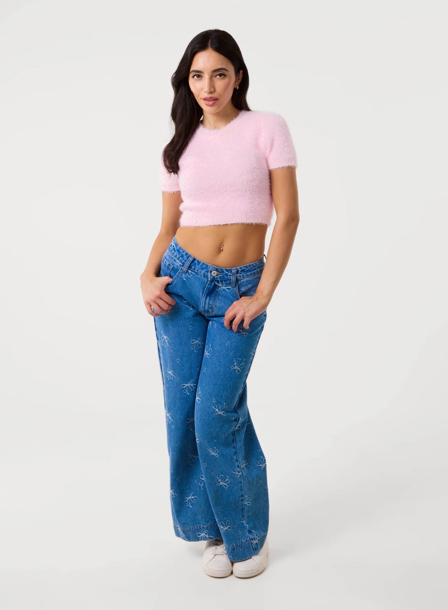 Short Sleeve Fluffy Knit Jumper - Image 2
