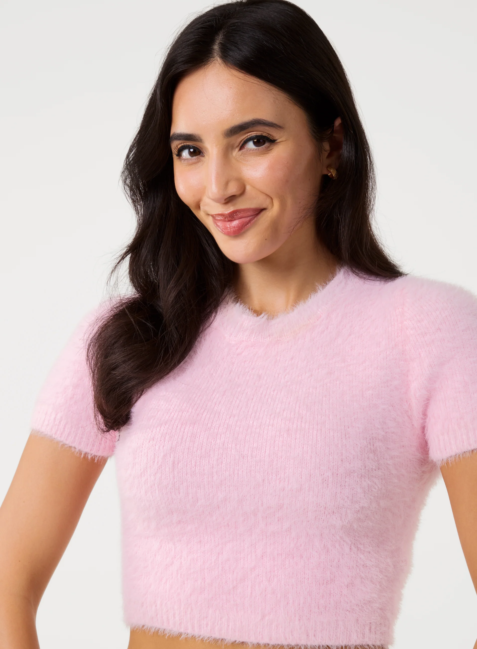 Short Sleeve Fluffy Knit Jumper - Image 3
