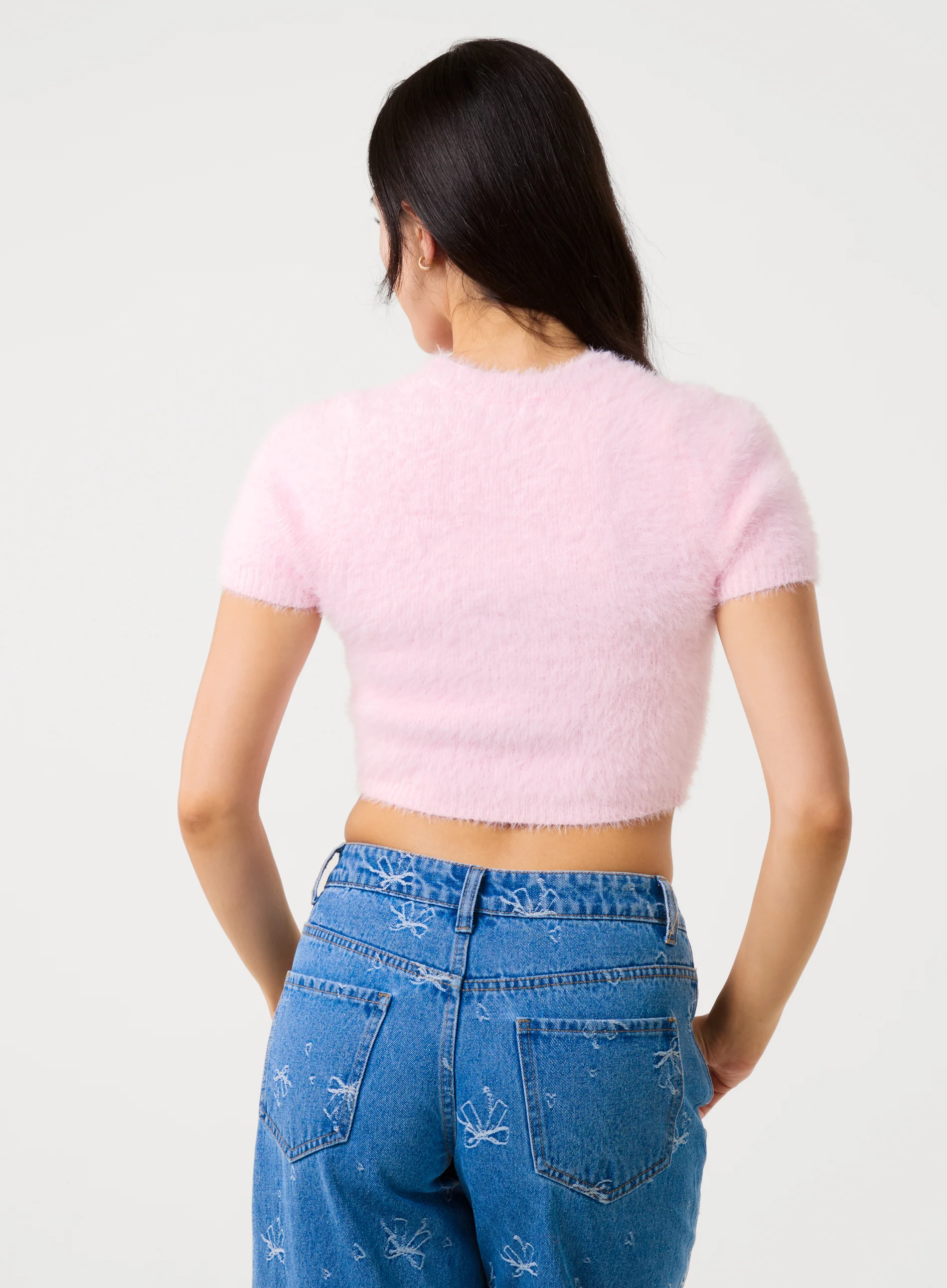 Short Sleeve Fluffy Knit Jumper - Image 4