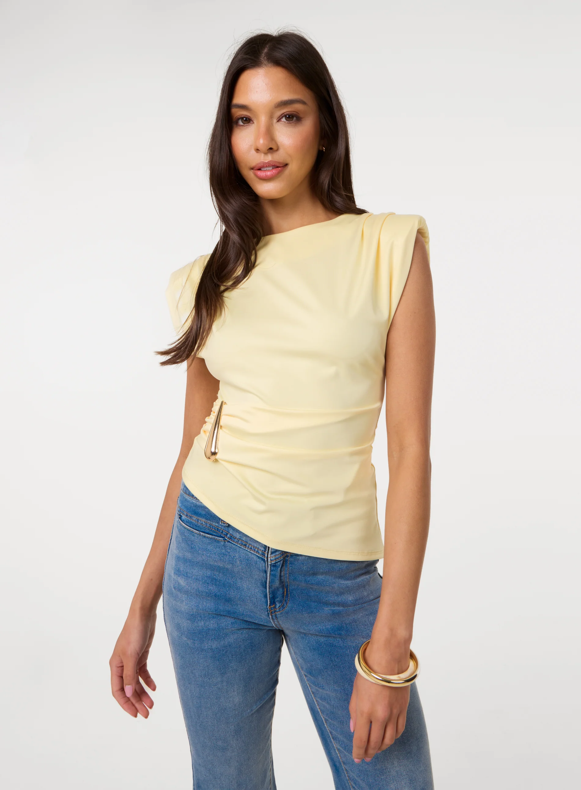 Shoulder Pad With Buckle Jersey Top