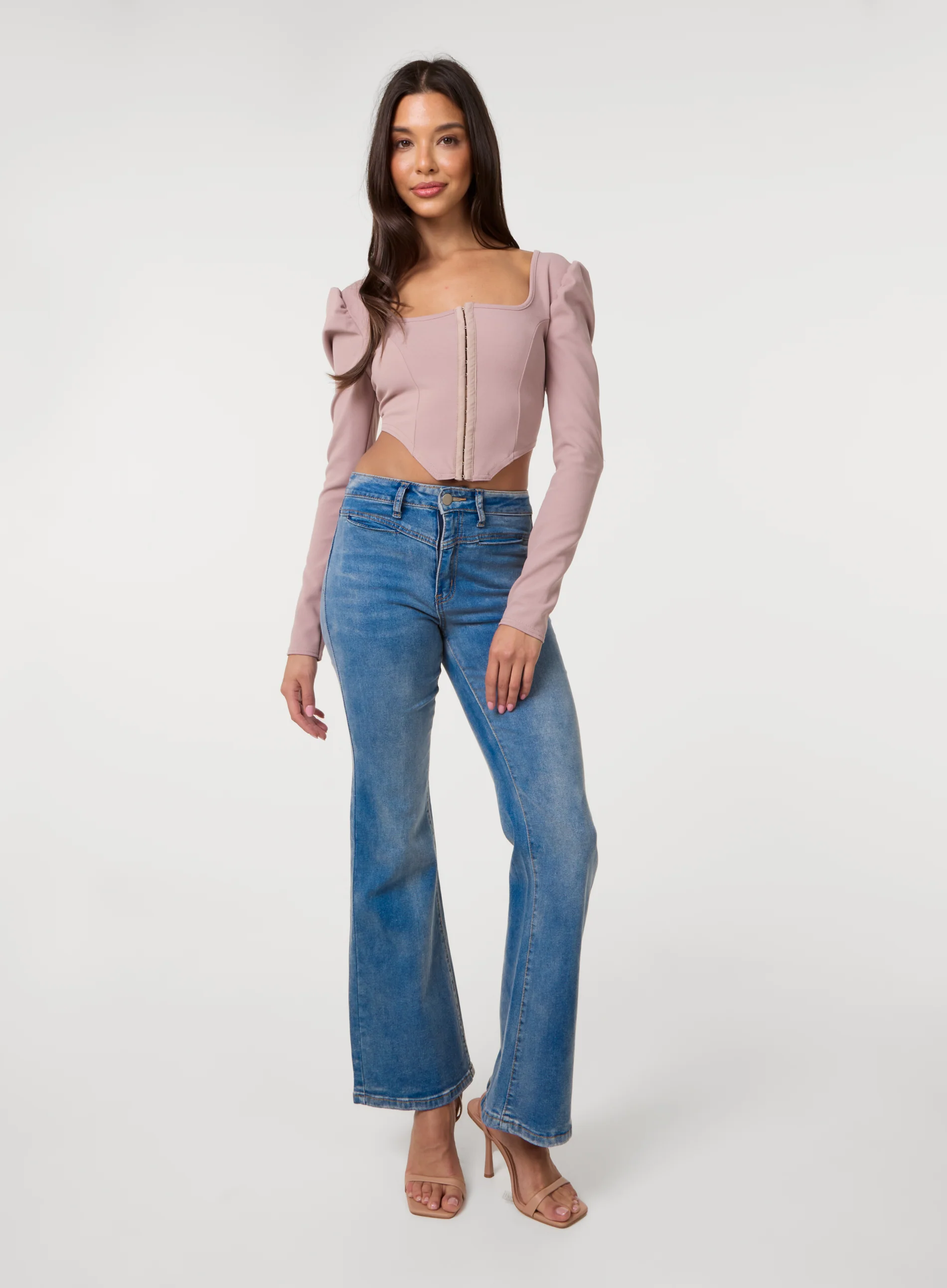 Long Sleeve Corset Top - Image 2