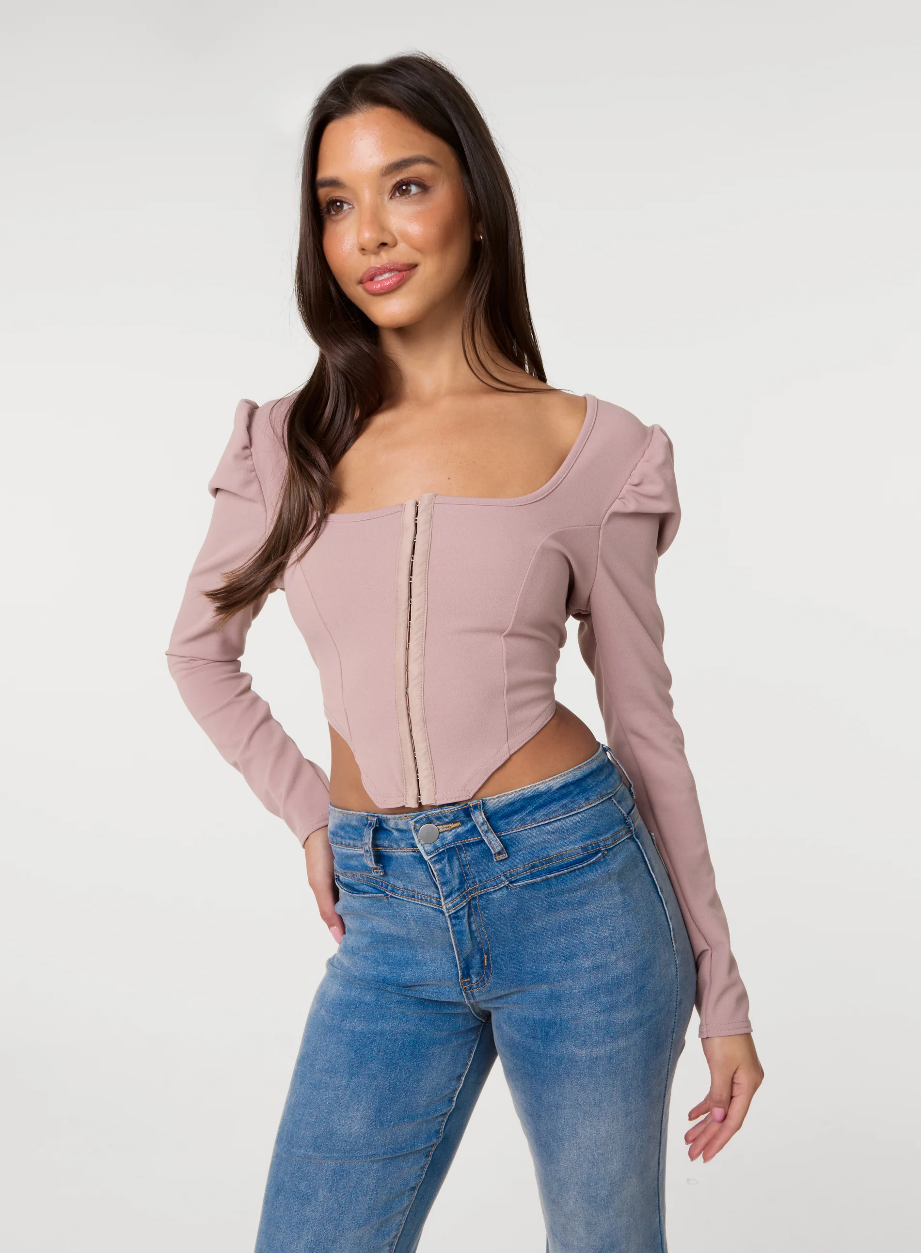 Long Sleeve Corset Top - Image 3