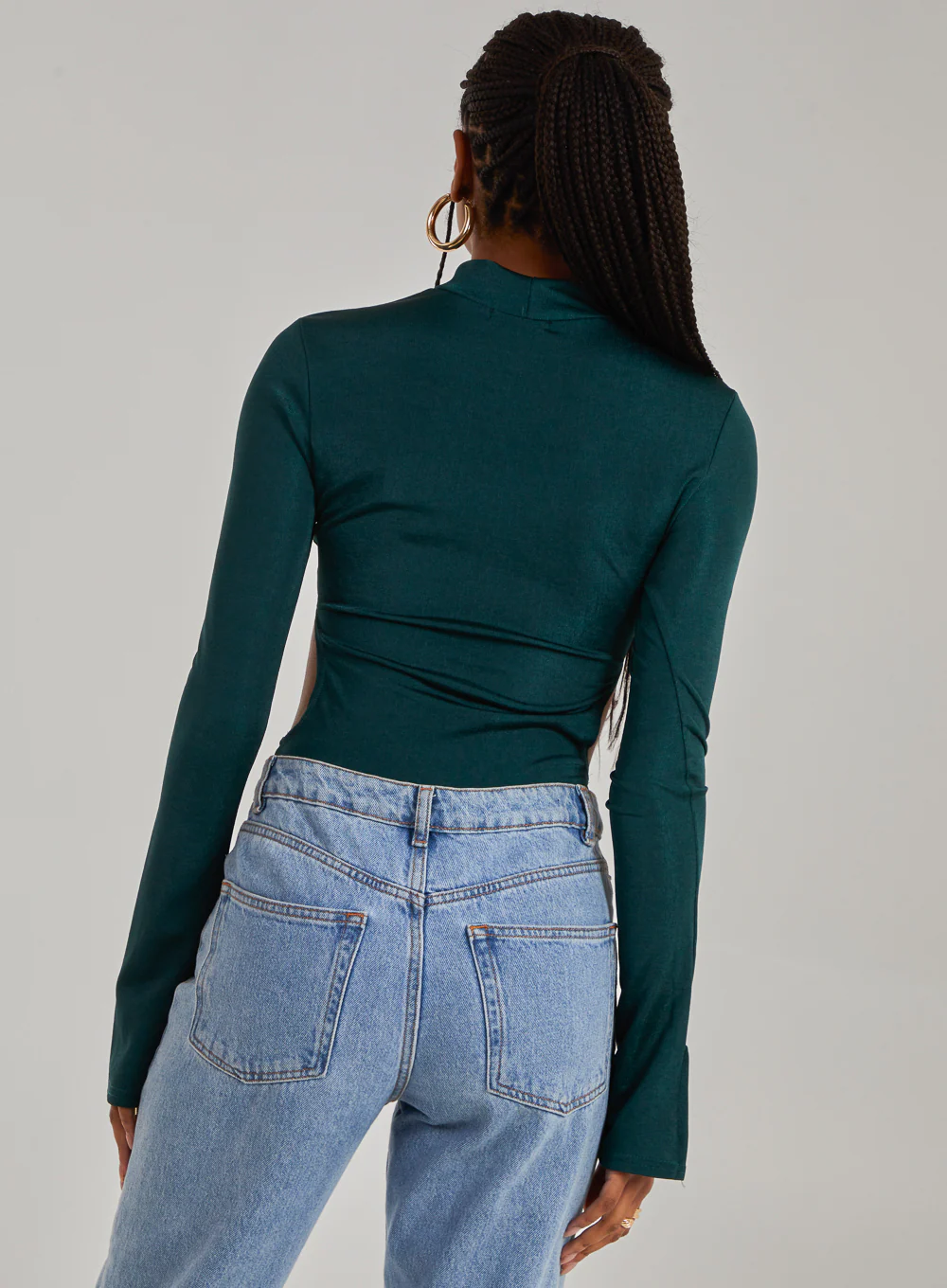 Slinky Cut Out Flare Sleeve Bodysuit - Image 4