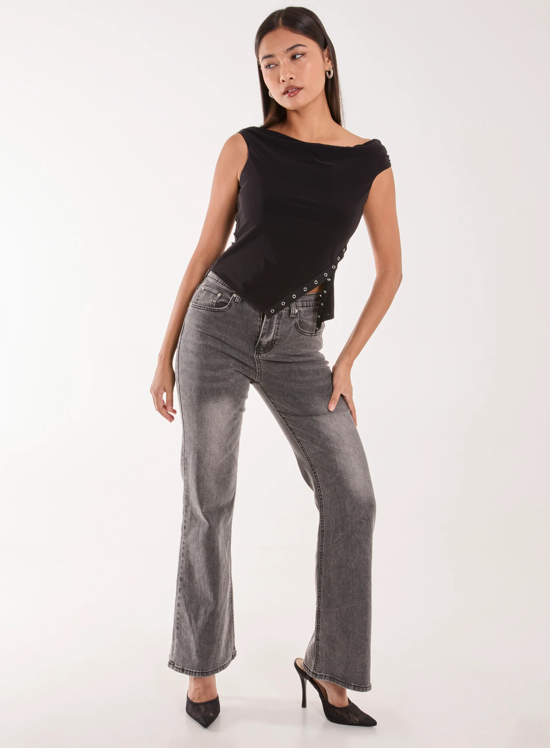 Slinky Off Shoulder Popper Split Top - Image 2