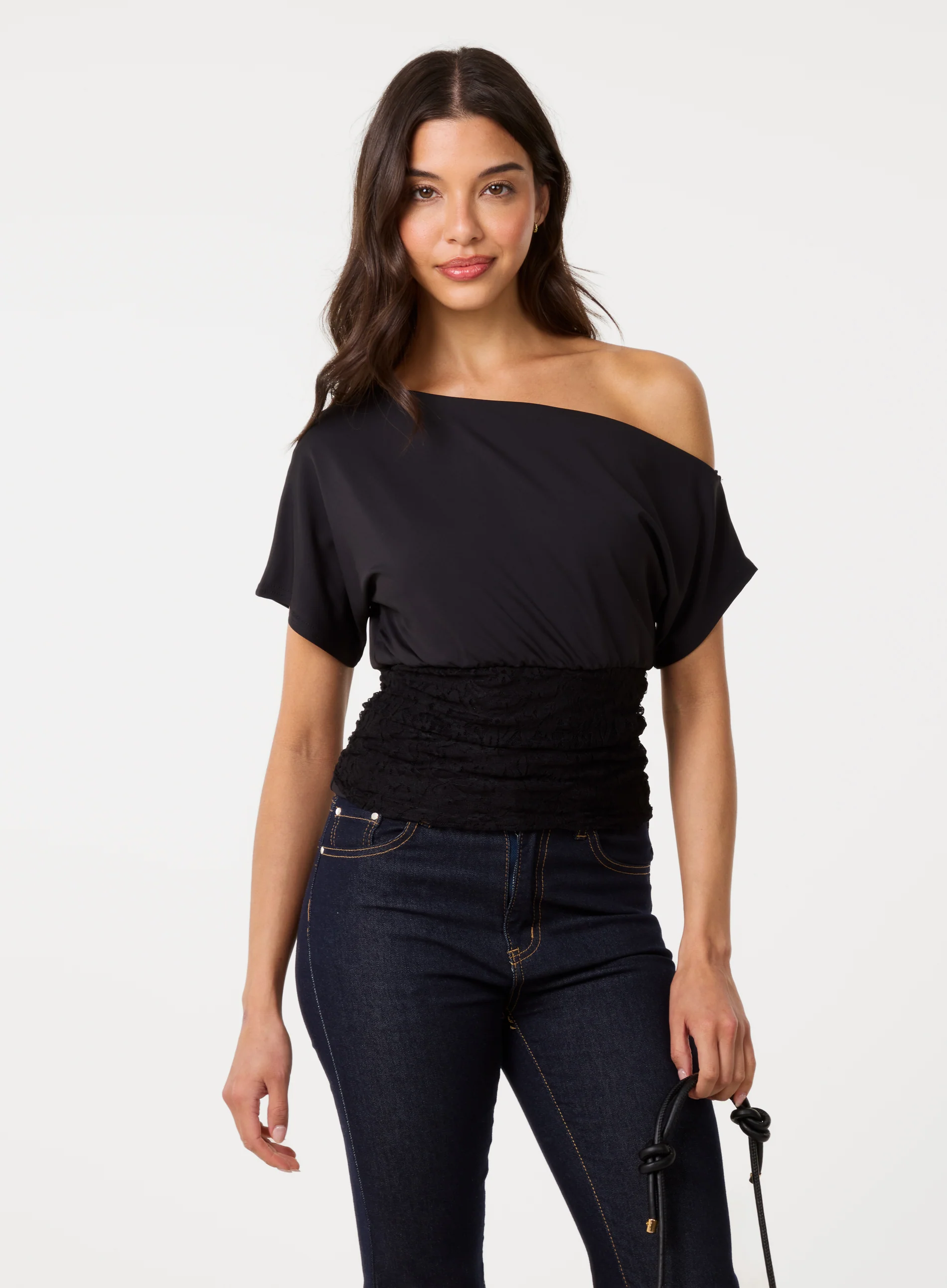 Slinky Puffball Top With Lace - Image 2