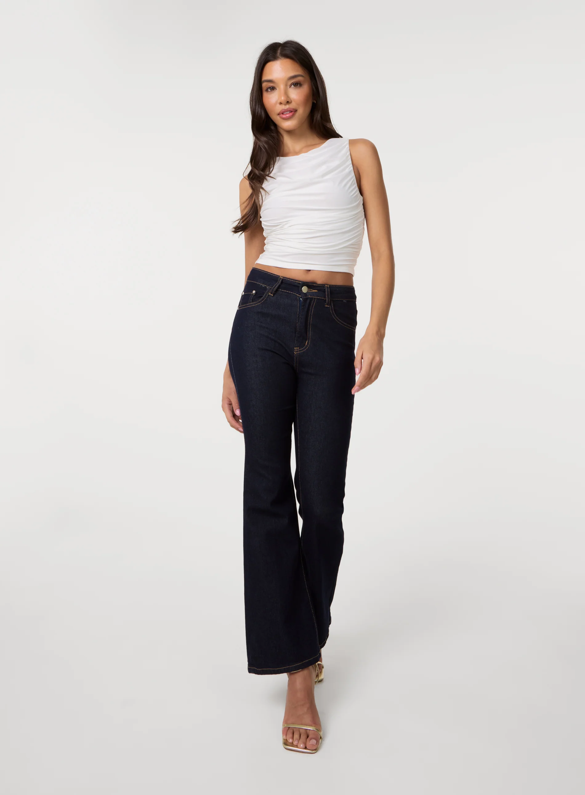 Slinky Ruched Side Racer Crop Top - Image 2