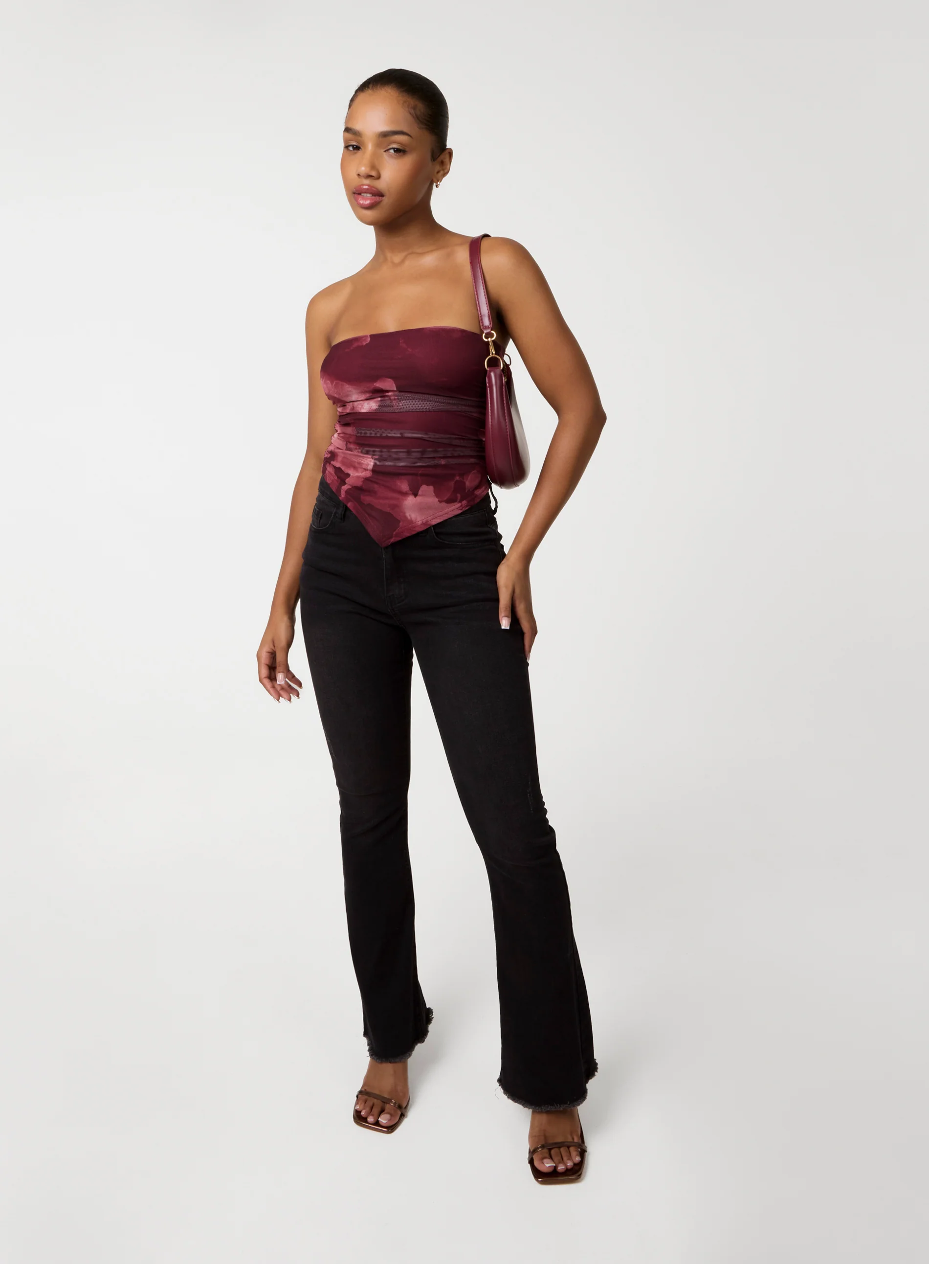 Smoke Print Ruched Bandeau Top - Image 2
