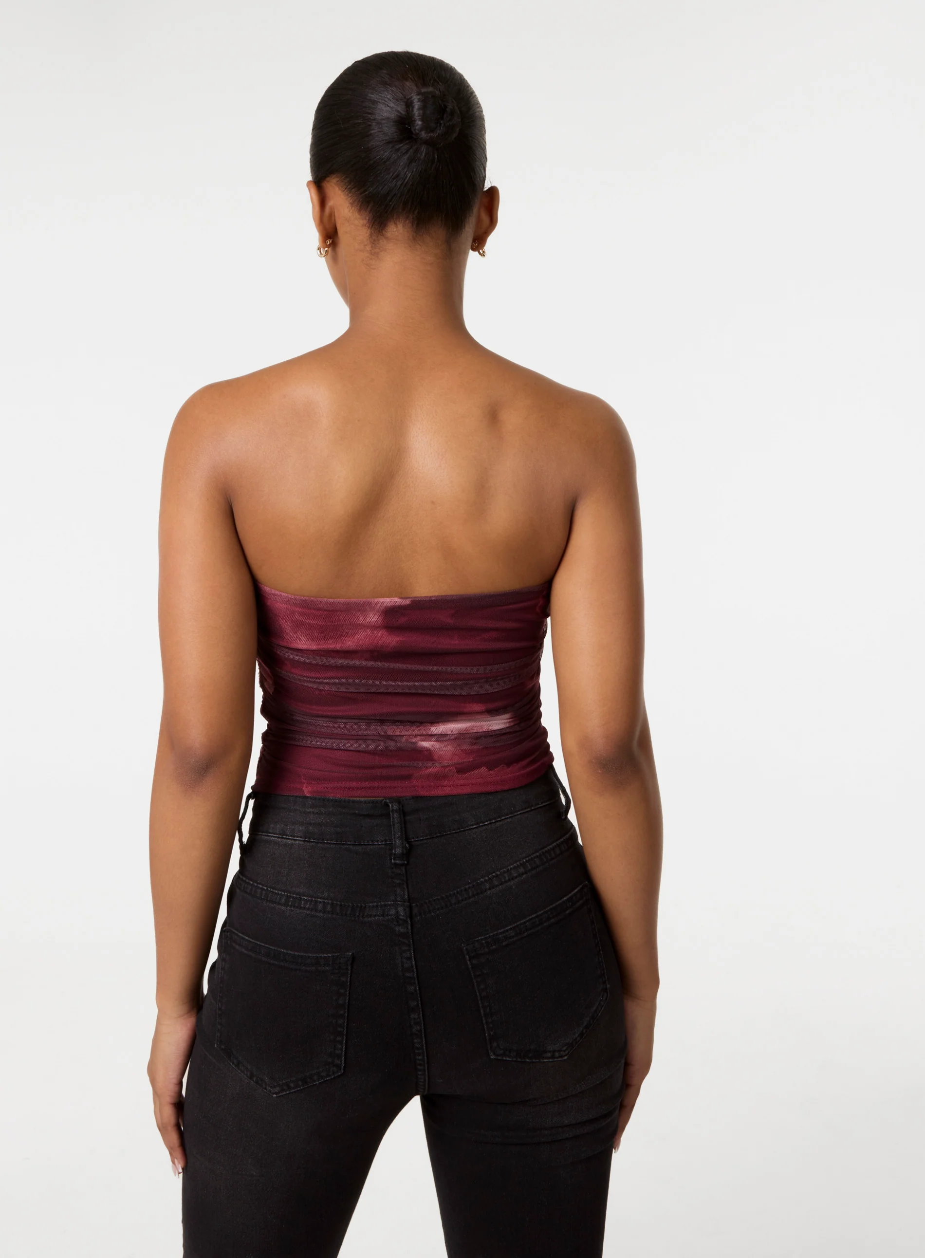 Smoke Print Ruched Bandeau Top - Image 4
