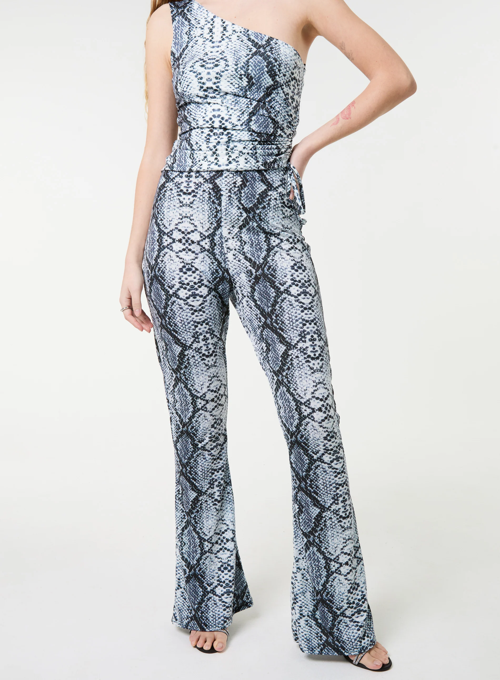 Snake Print Flare Trousers - Image 2