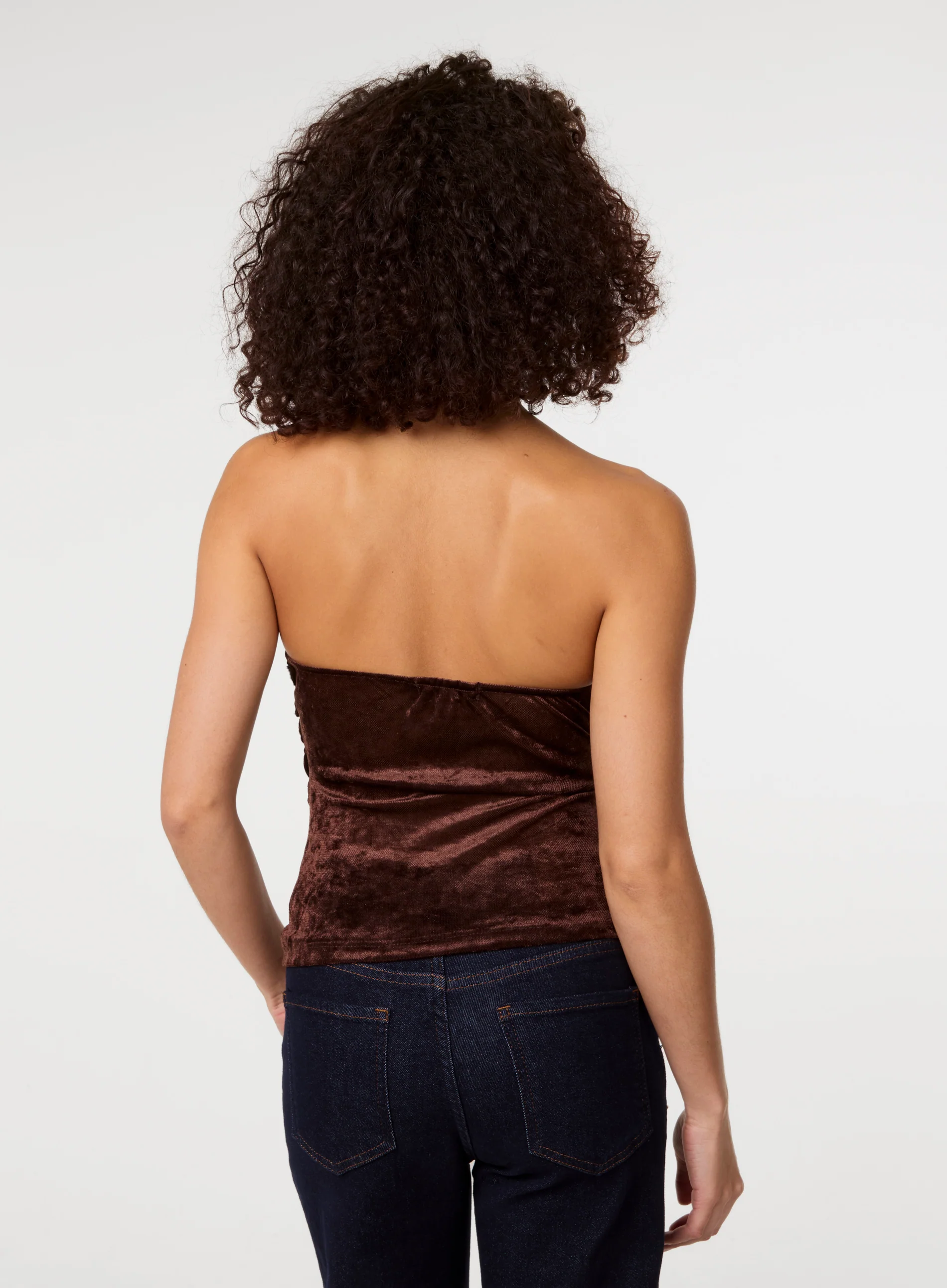 Soft Shimmer Velvet Texture Bra Cup Top - Image 4