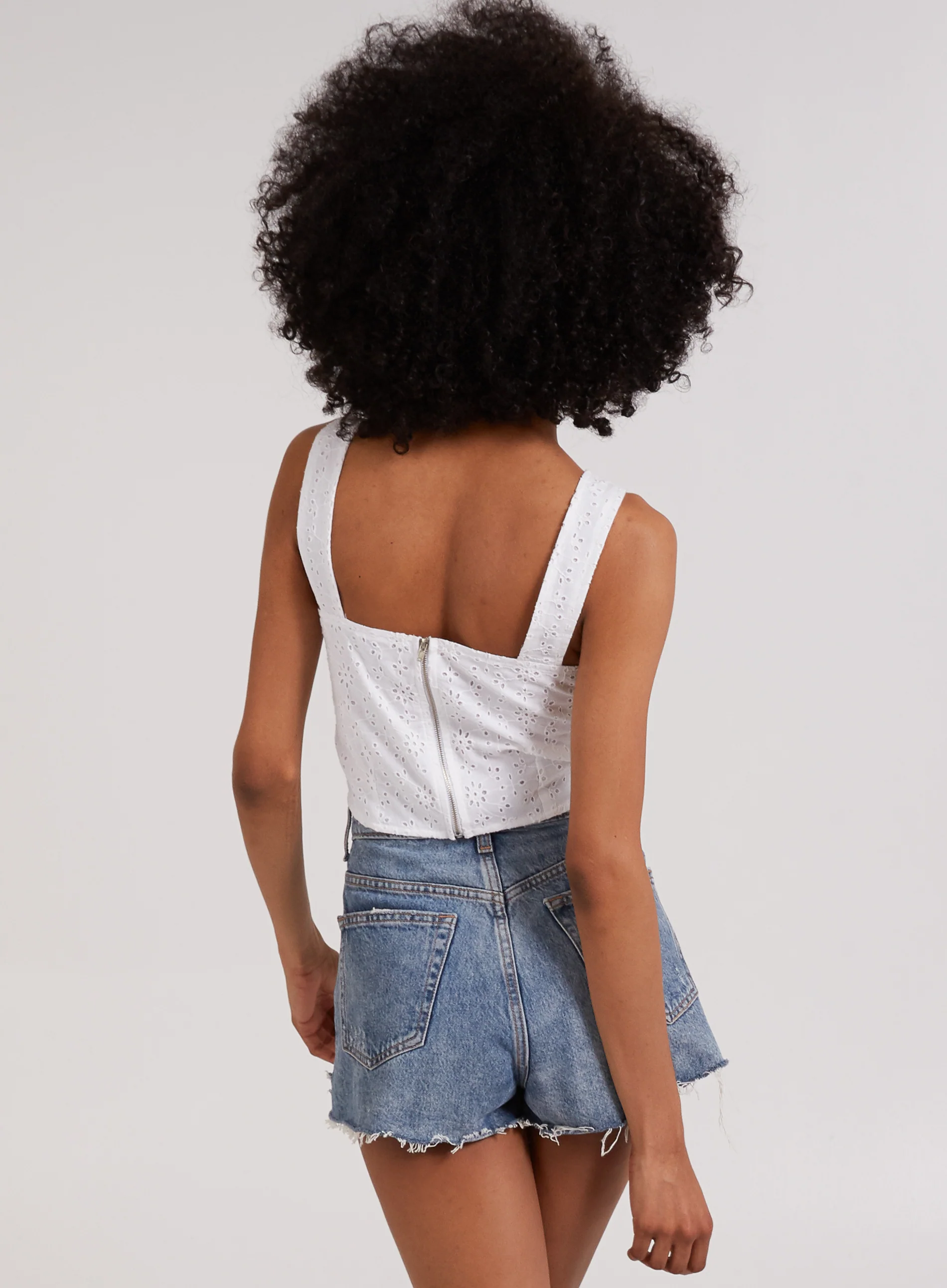 Square Neck Ruched Broderie Top - Image 5