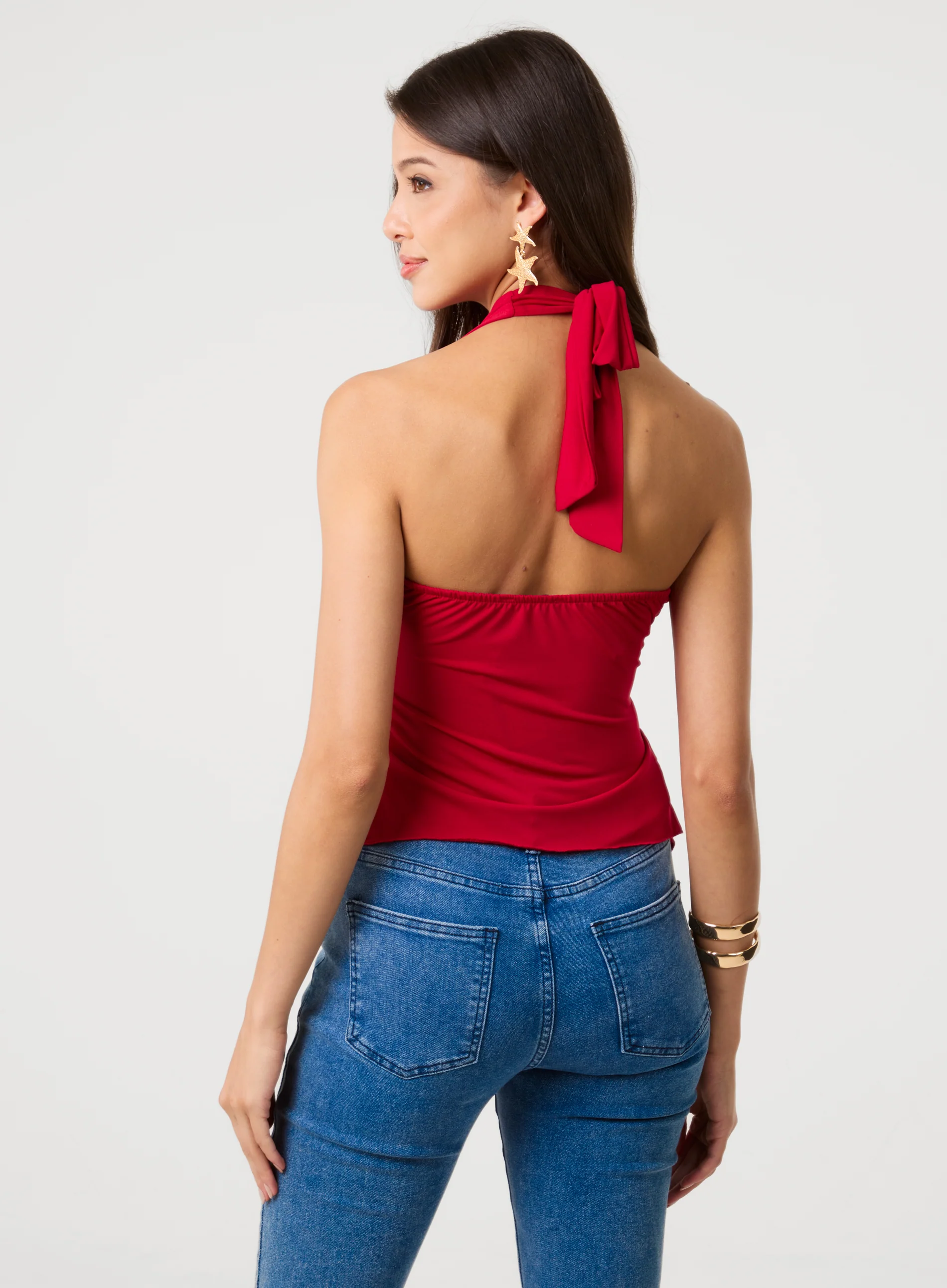 Star Detail Wrapover Halterneck Top - Image 4