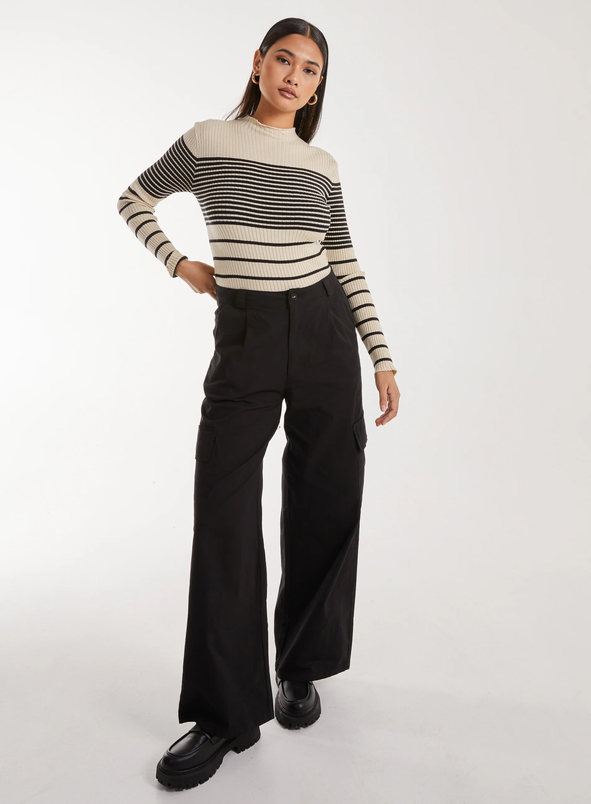High Neck Mixed Stripe Jumper - Image 2