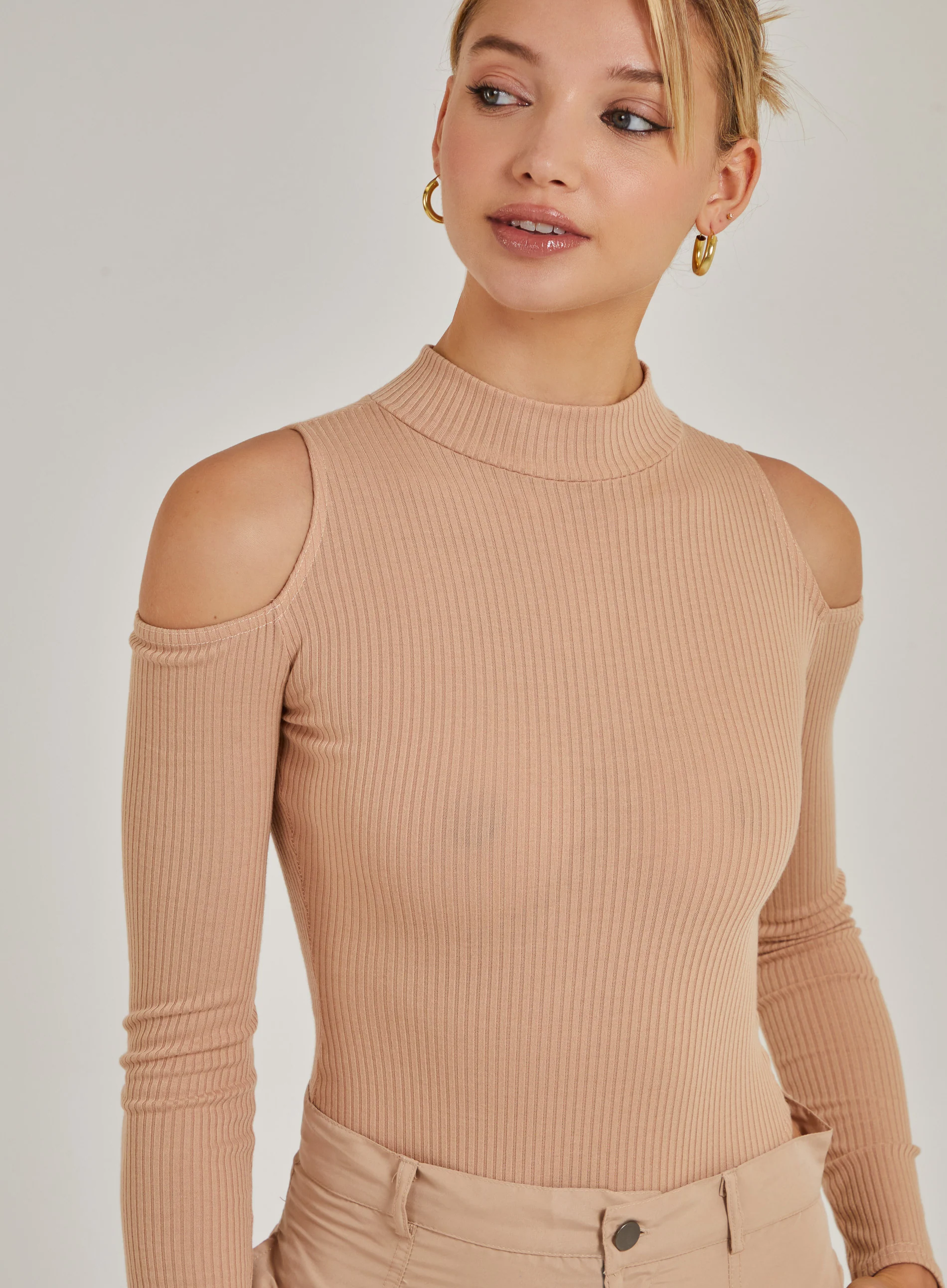 Cold Shoulder Ribbed Bodysuit - Image 4