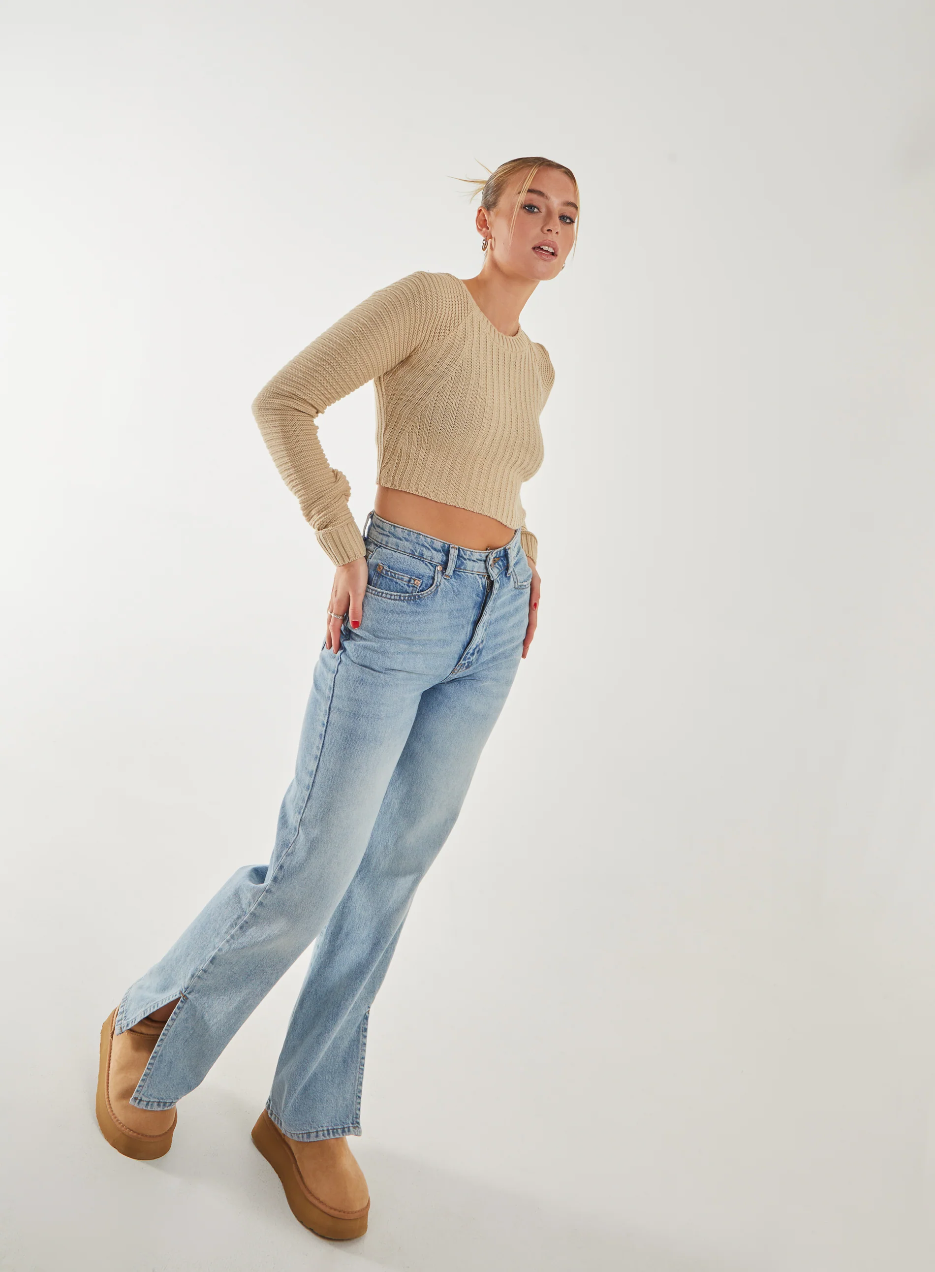 Cropped Knitted Jumper - Image 2