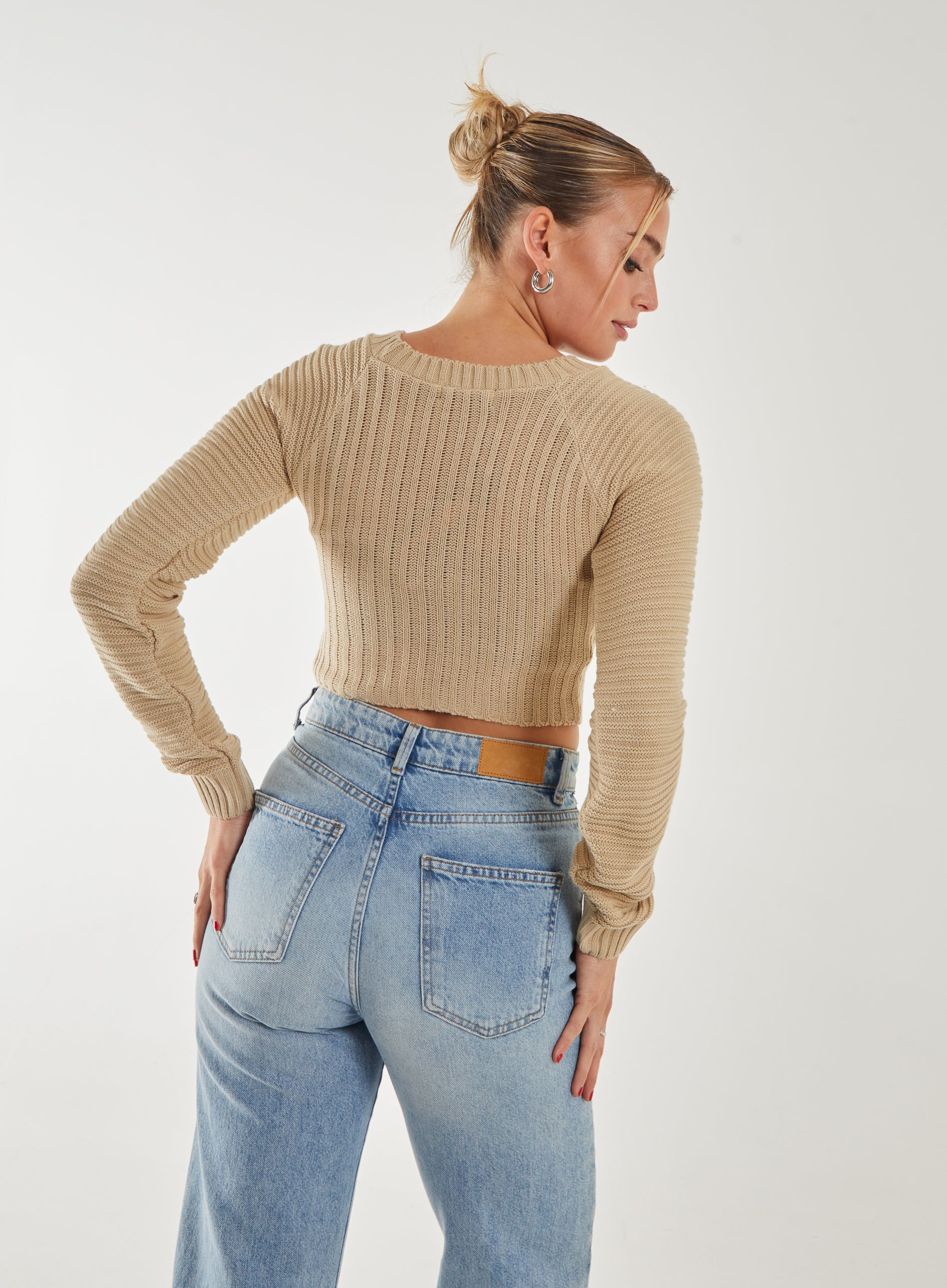 Cropped Knitted Jumper - Image 4