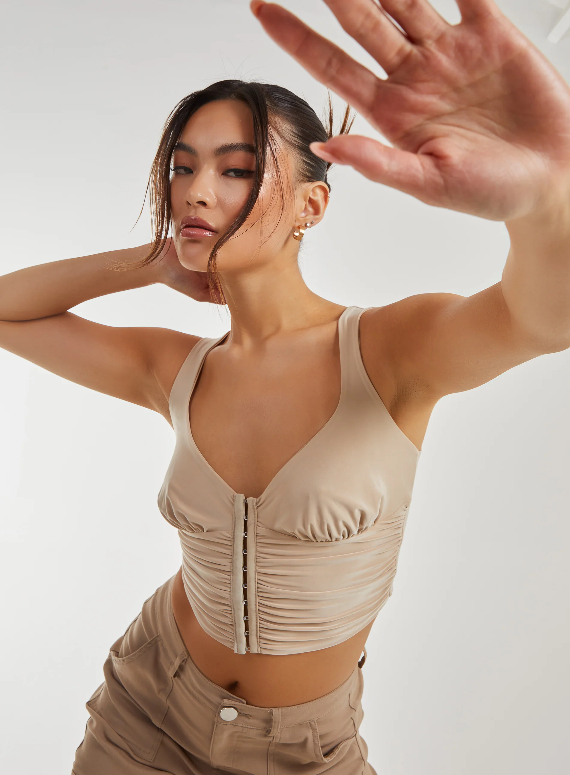 Eyelet Detail Corset Crop Top - Image 3