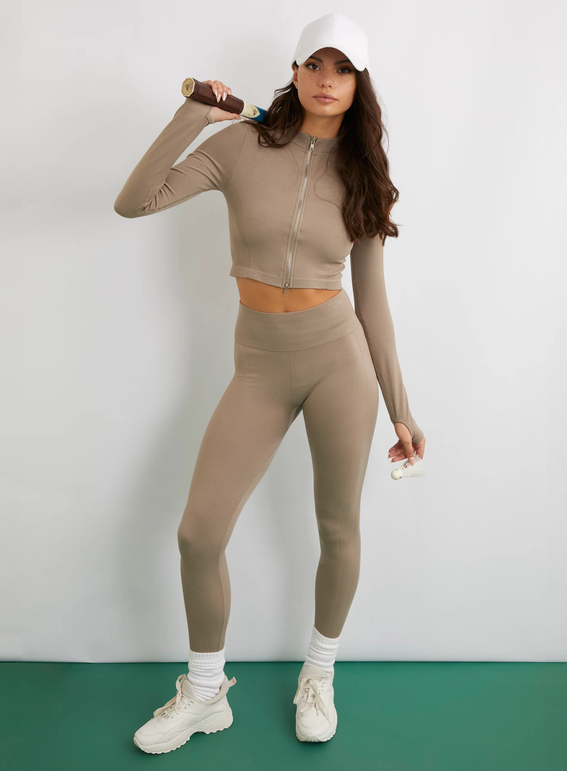 Active Rib Double Zip Top