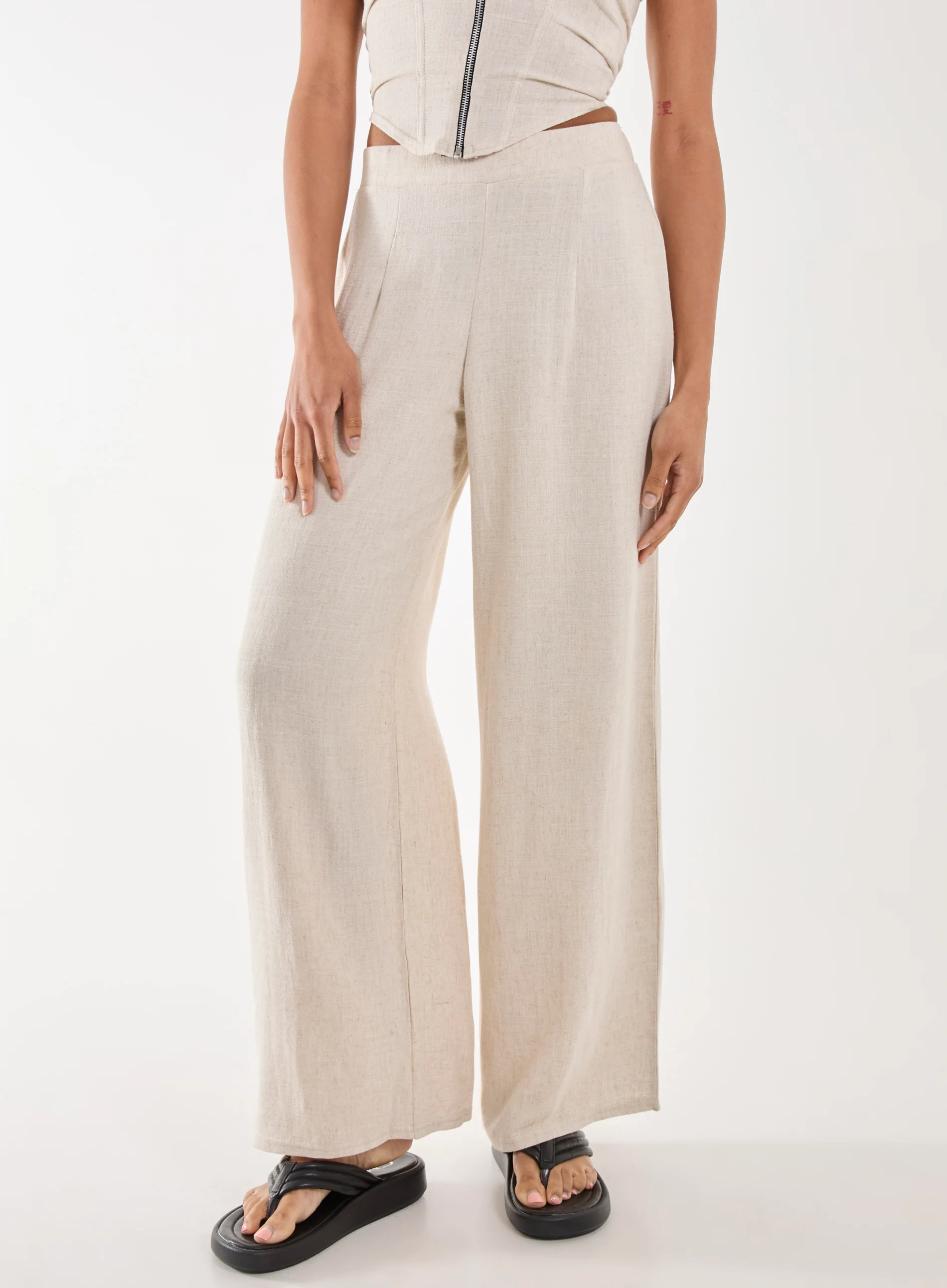 Linen Straight High Waist Trousers - Image 2