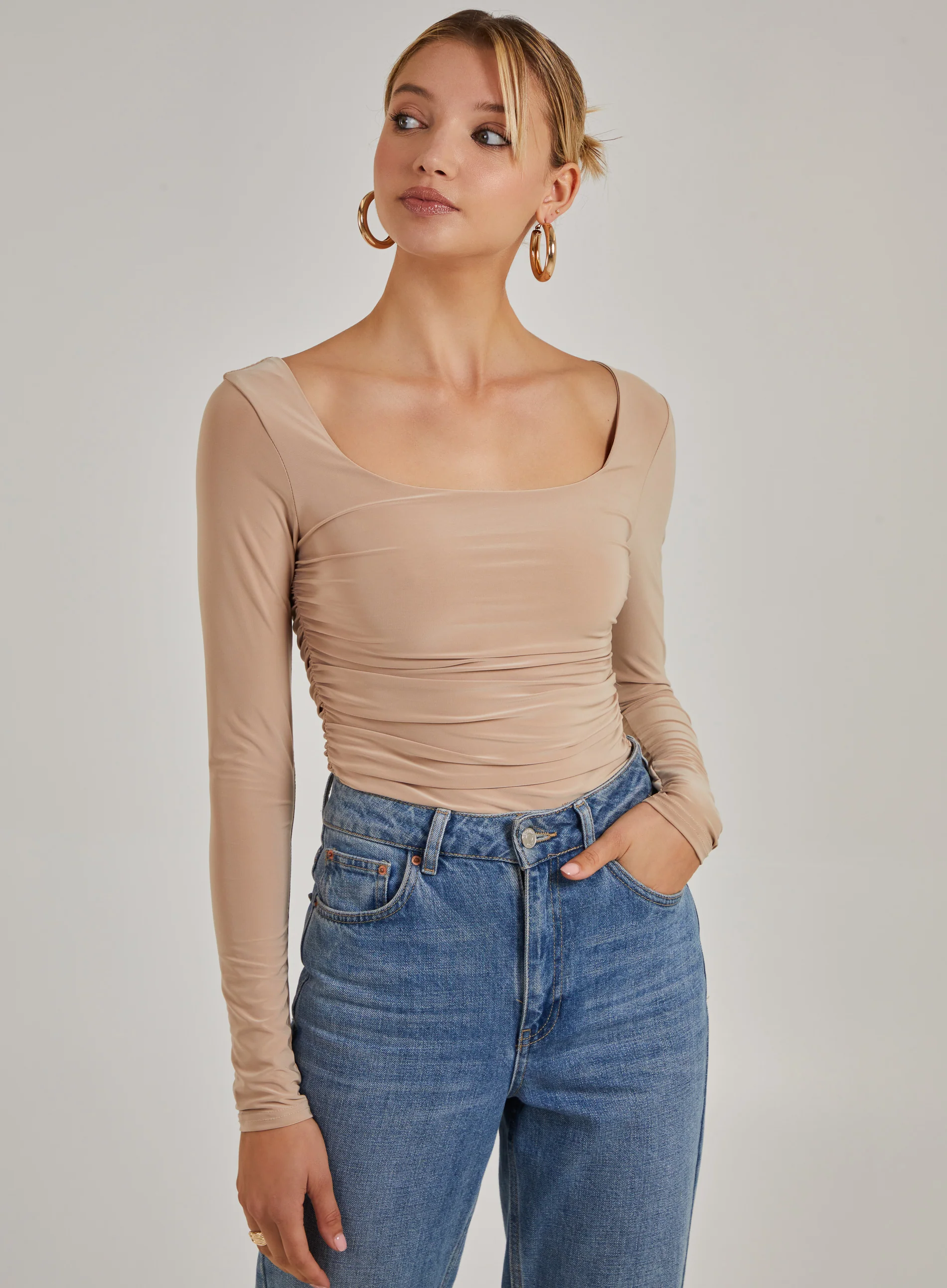 Long Sleeve Gathered Bodysuit