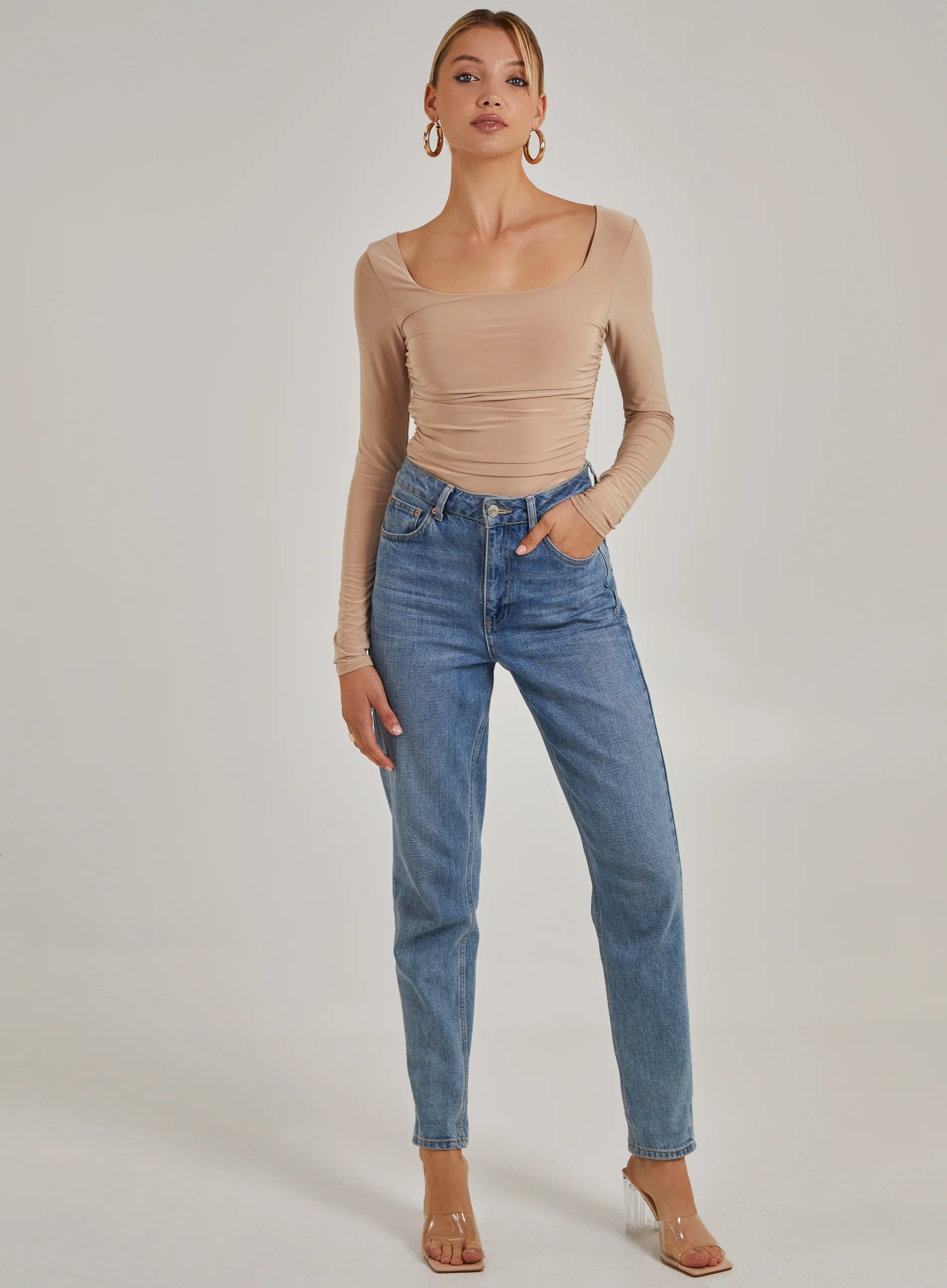 Long Sleeve Gathered Bodysuit - Image 2