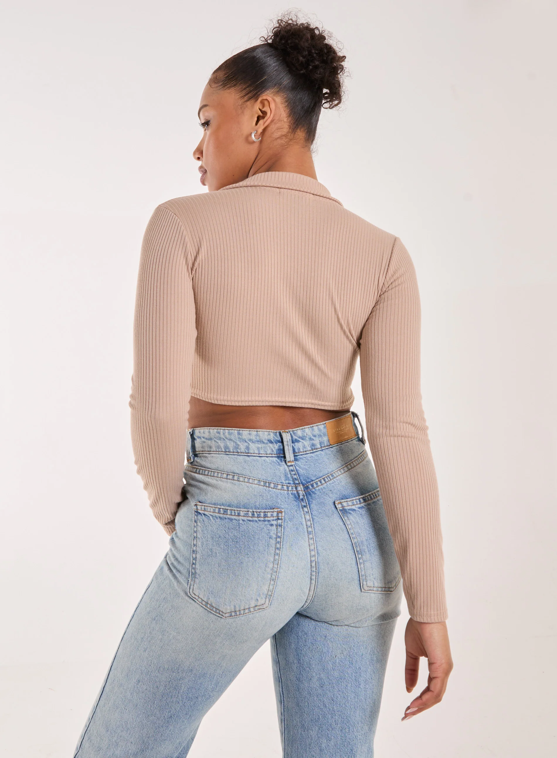 Long Sleeve Gathered Rib Top - Image 4
