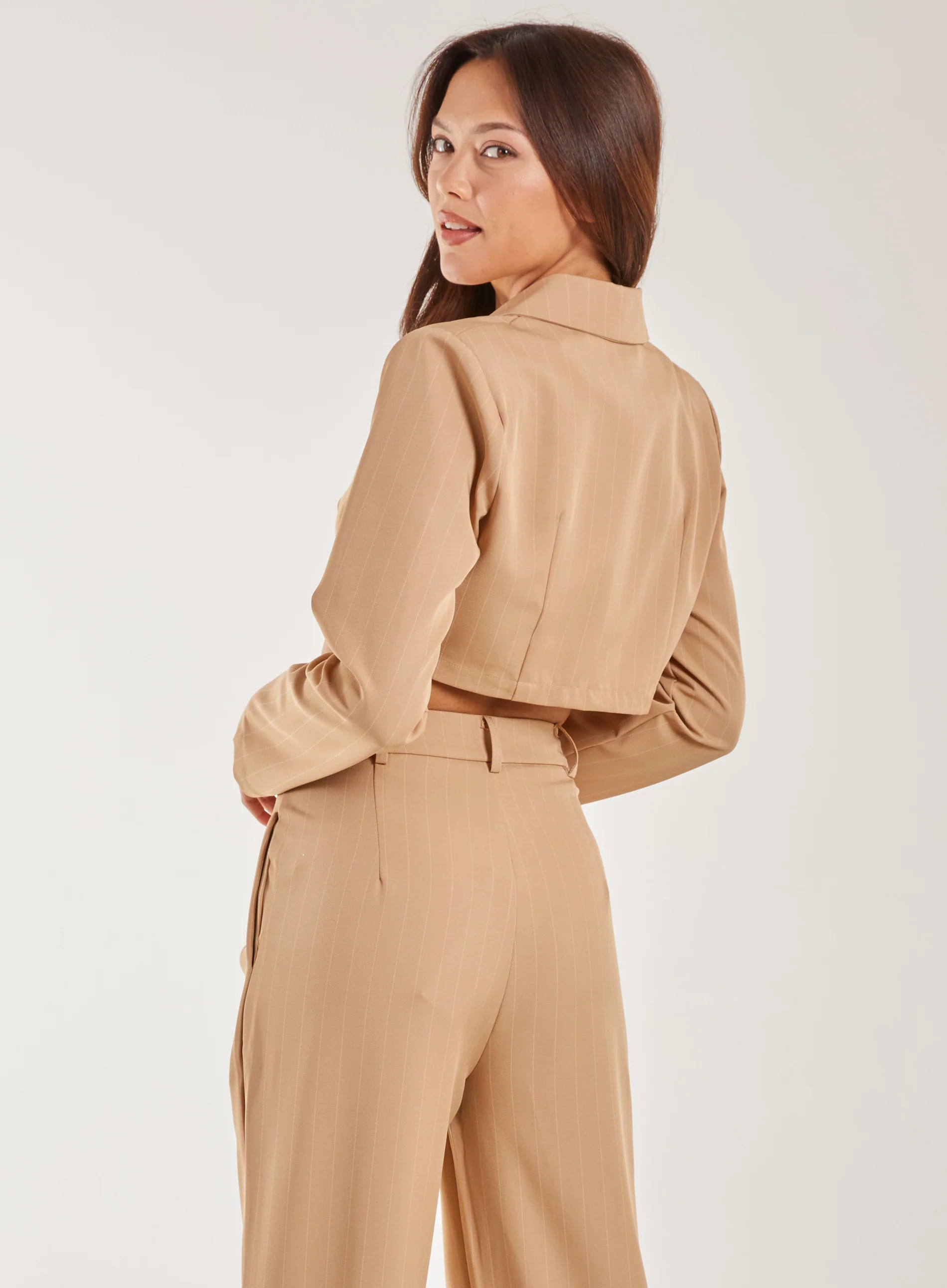 Pinstripe Cropped Blazer - Image 5